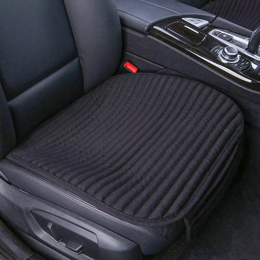 Universal 2-Pack Car Seat Covers with Buckwheat Hulls - Anti-Slip Driver & Front Seat Protectors for All Seasons | Perfect for Commuting, Road Trips & Daily Protection (Black)