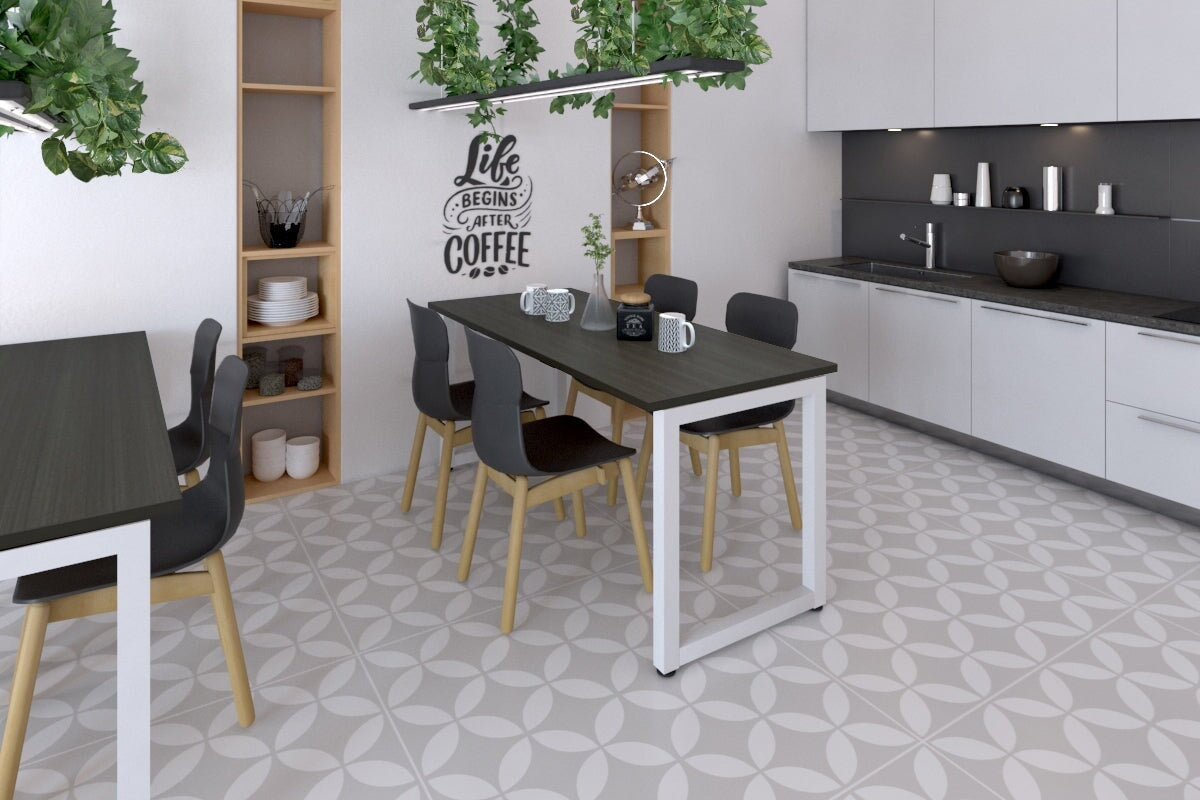 Quadro Loop Legs Table - 1400L x 700W Modern Dining Table with Metal Frame, Sturdy & Stylish for Home, Office, Restaurant Use