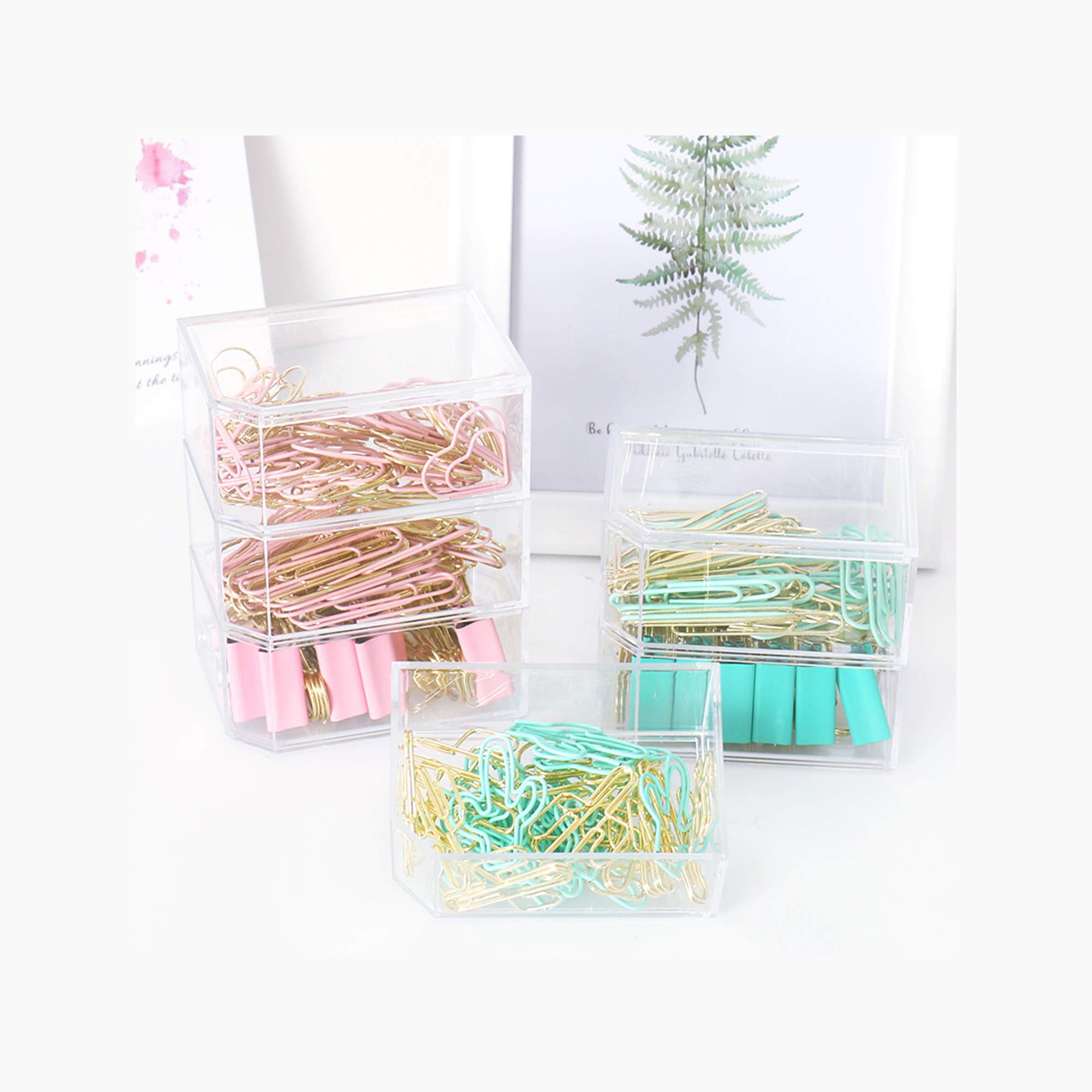Gold & Pink Binder Clips and Paper Clips Set (3-in-1 Boxed) - 100pcs Office & School Supplies for Teachers, Students, Classroom Organization, Document Filing, Bulletin Board Displays & Craft Projects