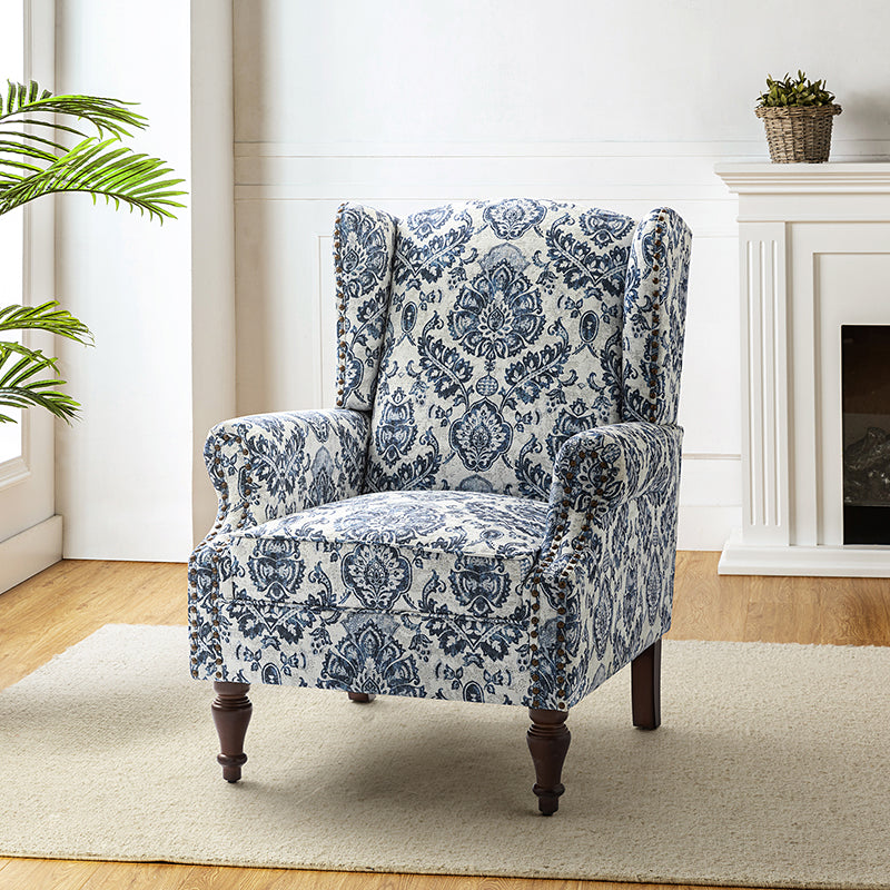 Felix Upholstered Wingback Armchair with Spindle Legs - Comfortable Living Room Chair for Reading & Relaxing - Perfect for Home Office, Bedroom or Lounge Area