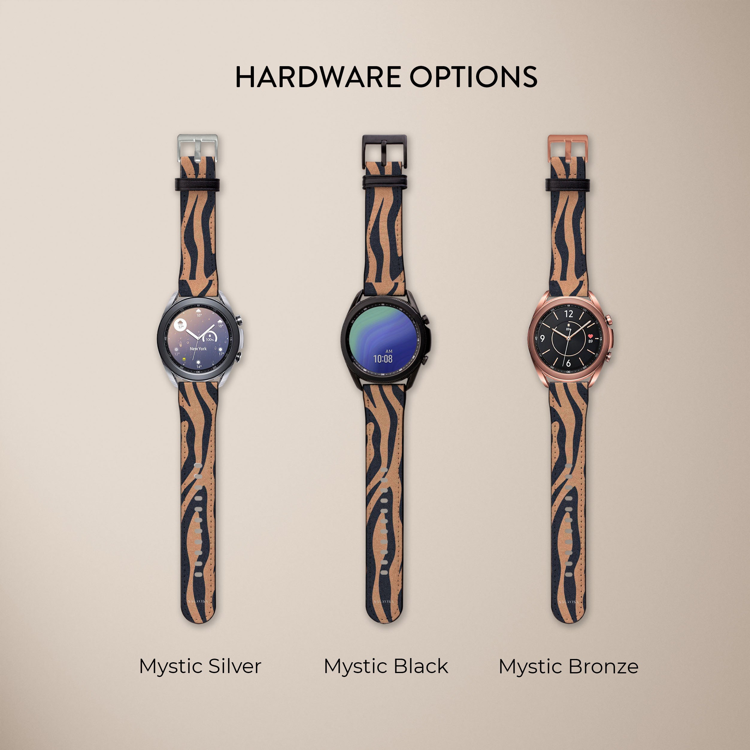 Premium Blue Copper Zebra Pattern Galaxy Watch Band - Durable Stainless Steel Strap for Samsung Galaxy Watch 4/5/6, Classic & Active - Stylish & Comfortable for Workout, Running & Daily Wear