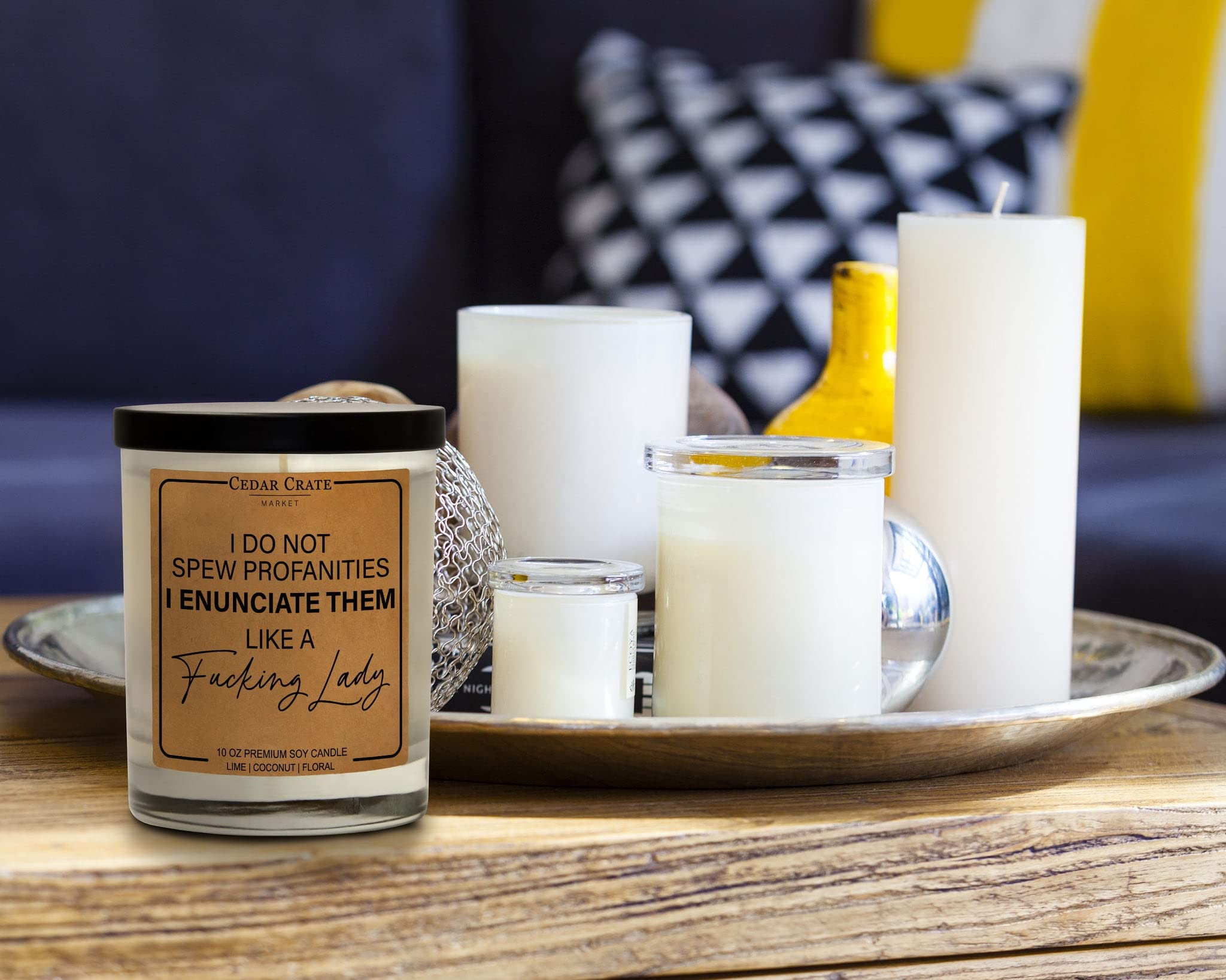Funny Scented Soy Candle Gift - 'I Do Not Spew Profanities' Luxury 10oz Jar Candle for Women | Best Friend Birthday Present, Friendship Gifts | Perfect for Home Decor, Relaxation & Stress Relief