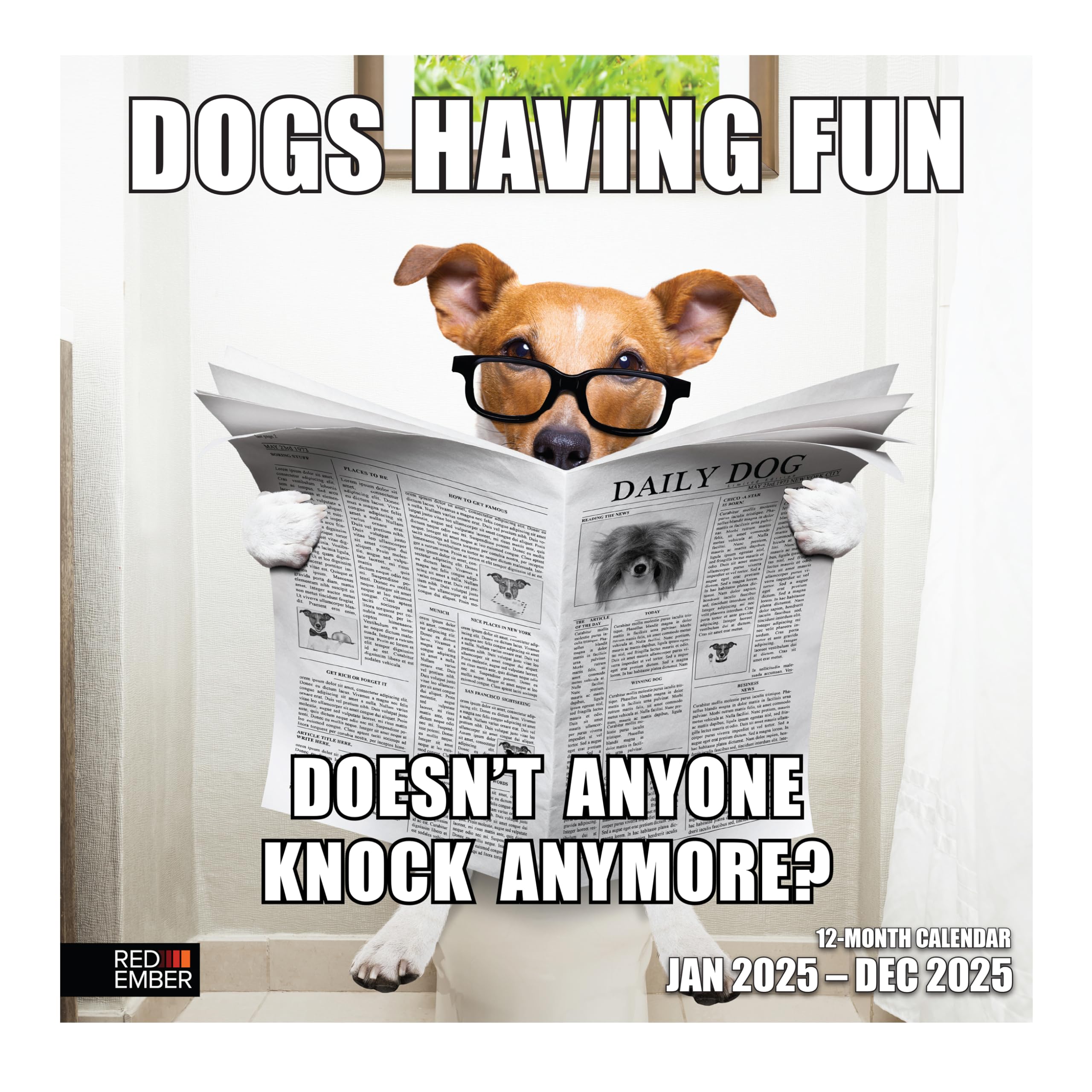 RED EMBER Dogs Having Fun 2025 Wall Calendar - 12 Month Large 12x24 Inch with Thick Sturdy Paper - Perfect Gift for Dog Lovers & Home Office Decor