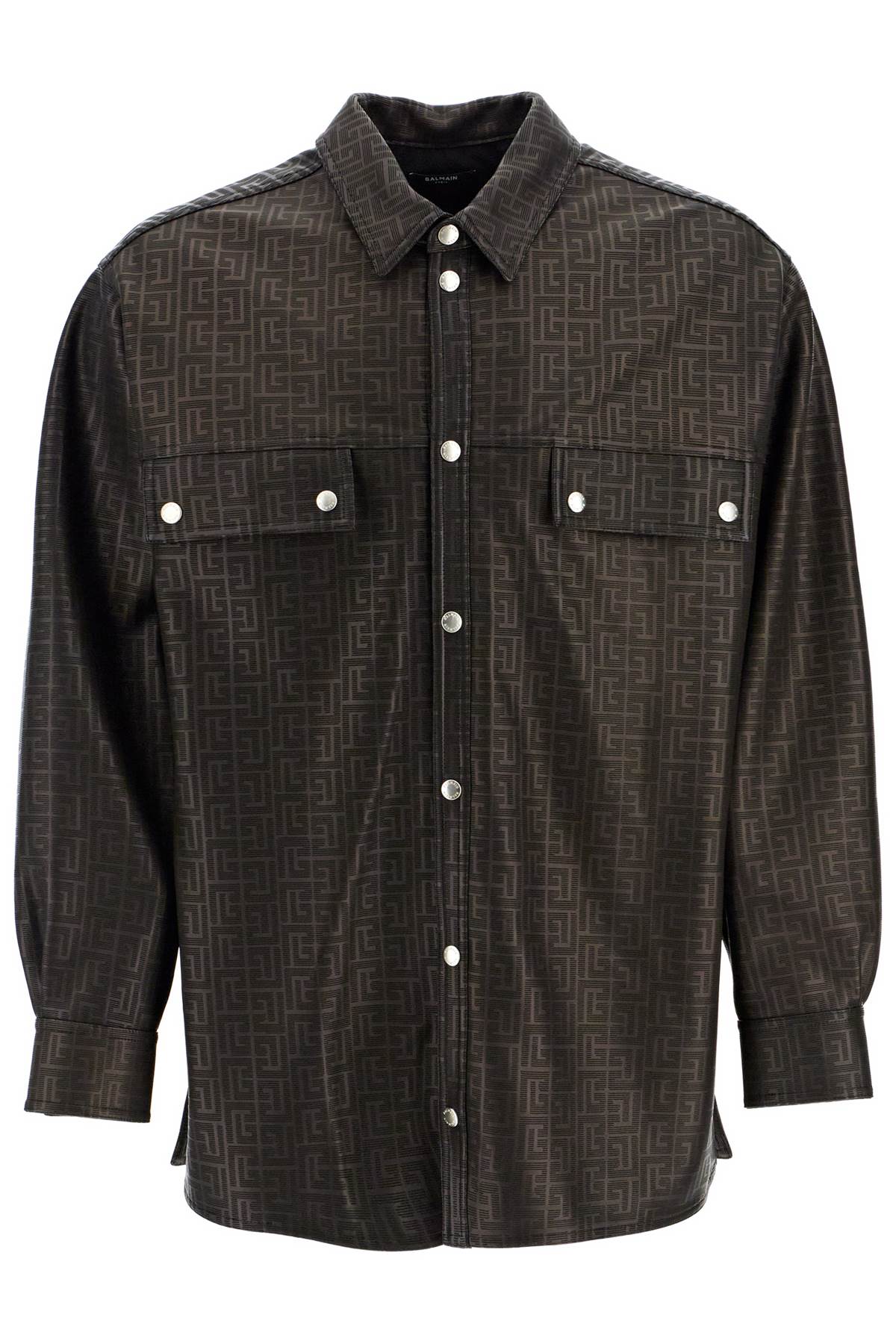 Balmain Monogram Leather Overshirt Jacket for Men - Luxury Designer Shacket for Casual & Streetwear Outfits