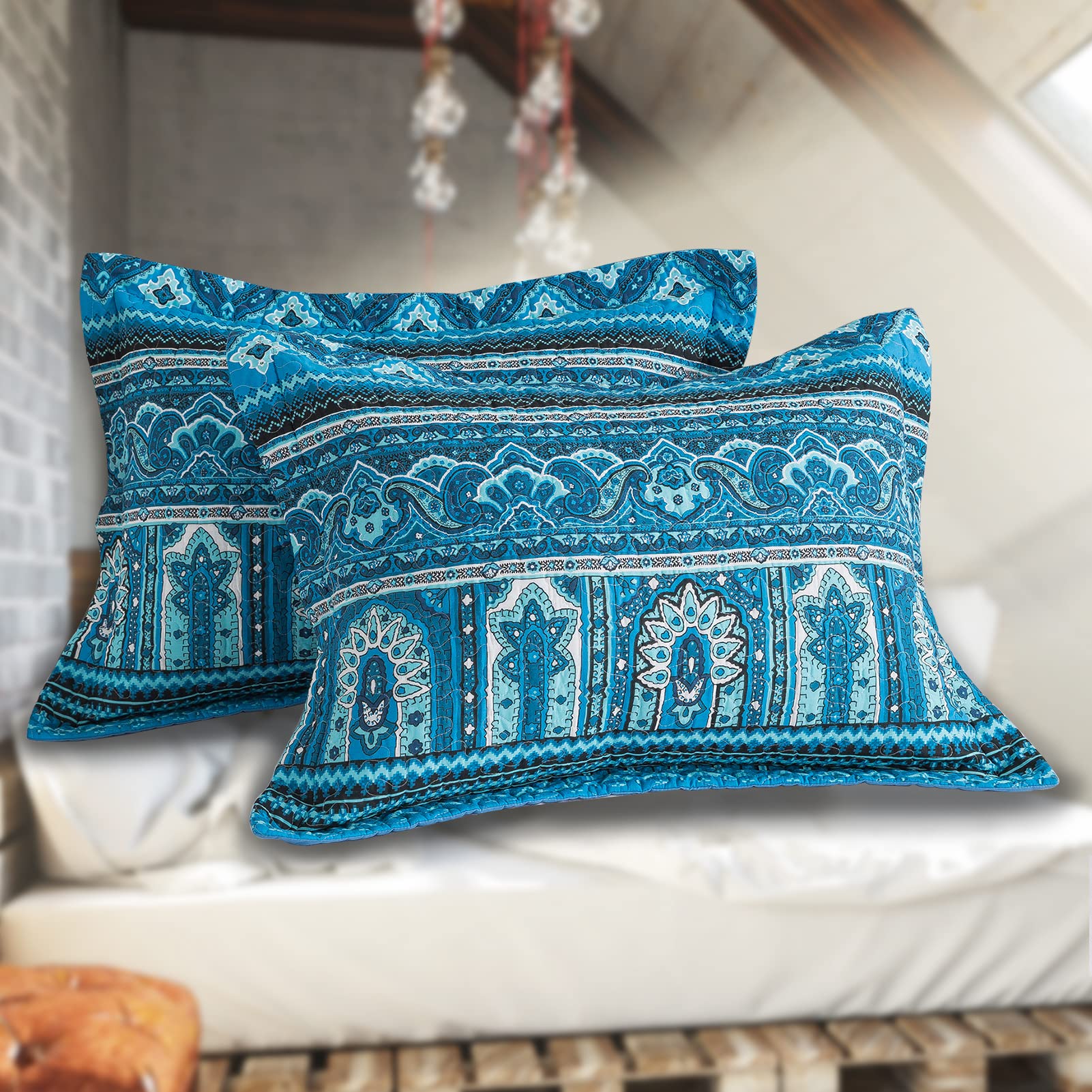 BEDIFANY King Size Cotton Quilt Set - Lightweight Reversible Boho Bedspread & Quilted Coverlet for All Seasons (3-Piece) - Perfect for Master Bedroom, Guest Room, and Home Decor