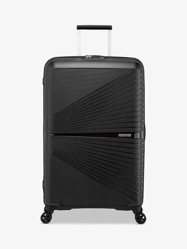 American Tourister Airconic 77cm Large 4 Wheel Hard Shell Suitcase - Black | Spinner Luggage for Travel, Business Trips & Vacations