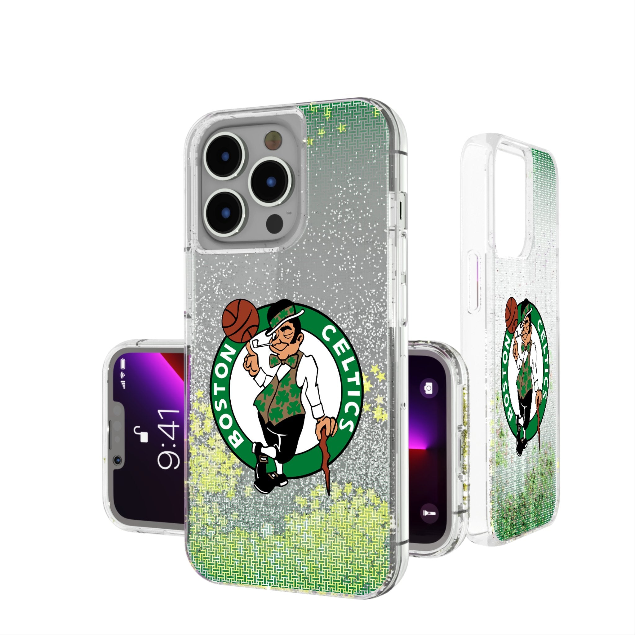 Boston Celtics Glitter Phone Case for iPhone & Samsung - Premium Linen Texture Design - Perfect for Celtics Fans & Basketball Enthusiasts - Great for Game Days, Work & Everyday Use