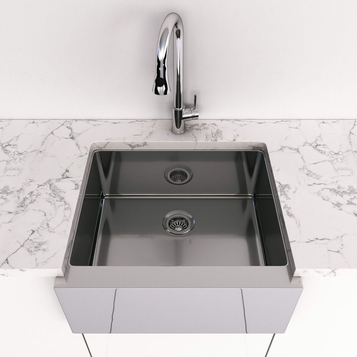 Premium Stainless Steel Apron Front Kitchen Sink - 10mm Radius Corners with Soundproof Undercoating & Padding - Perfect for Farmhouse, Rustic & Modern Kitchen Designs