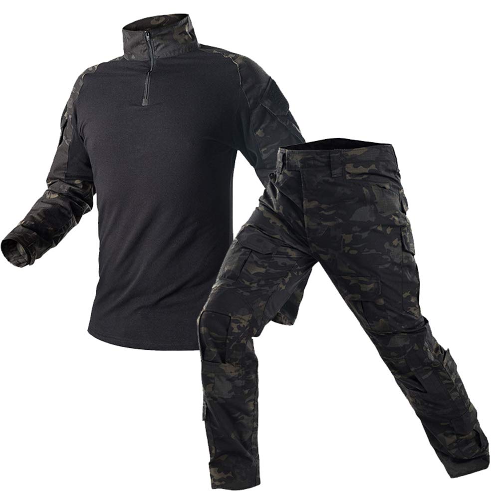 Men's Tactical BDU Camo Hunting & Airsoft Uniform Set - Combat Shirt & Pants for Outdoor Shooting, Military Training & Survival Gear | Perfect for Hunting, Paintball, Airsoft & Tactical Missions