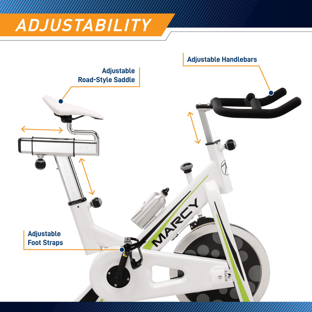 Marcy Deluxe Club Revolution Cycle Exercise Bike - Indoor Cycling Bike for Home Gym, Cardio Workout & Fitness Training | NSP 122 - Perfect for Home Workouts, Spin Classes & Weight Loss