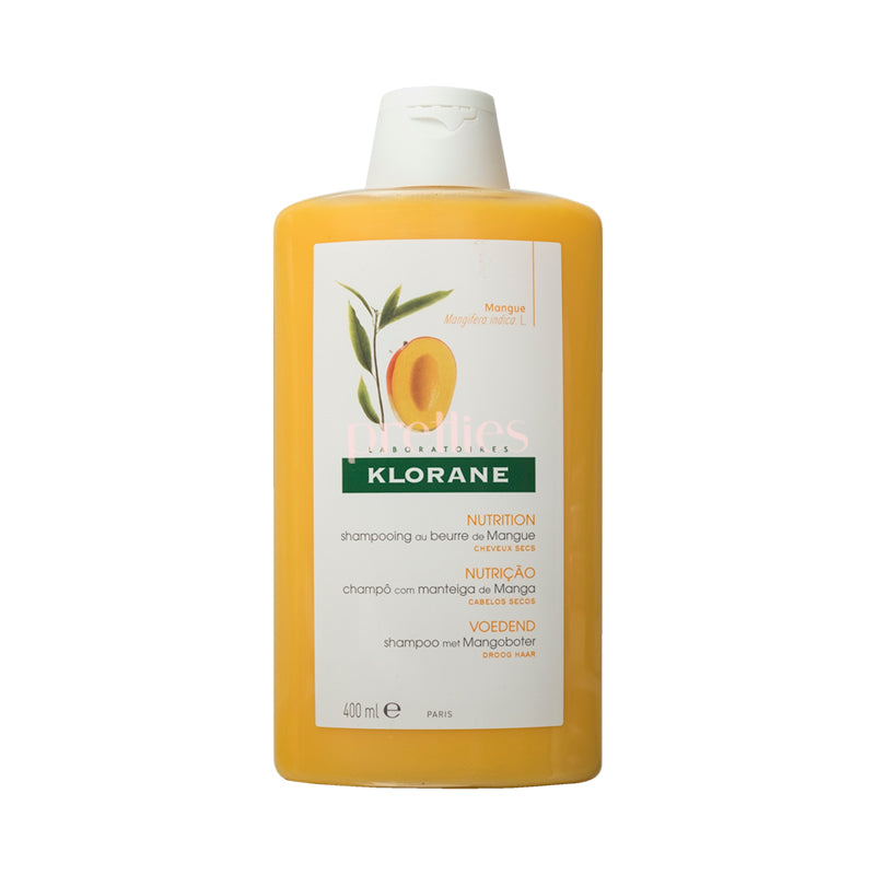 KLORANE Nourishing & Hydrating Shampoo with Mango Butter for Dry & Damaged Hair - 400ml Moisturizing Treatment - Sulfate Free & Vegan Hair Care - Perfect for Daily Use & Color Treated Hair (Yellow, 140941)