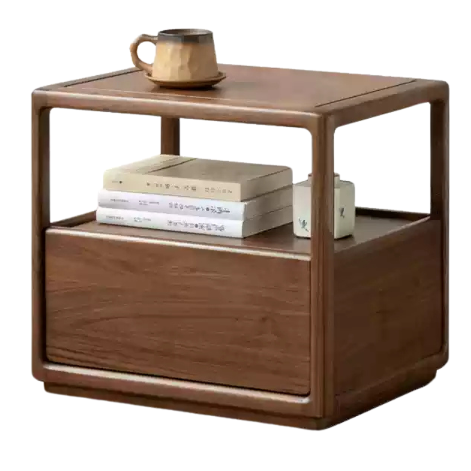 19.6x15.7x17.7 inch / 50x40x45cm / Rich Dark Walnut color / Nightstand
