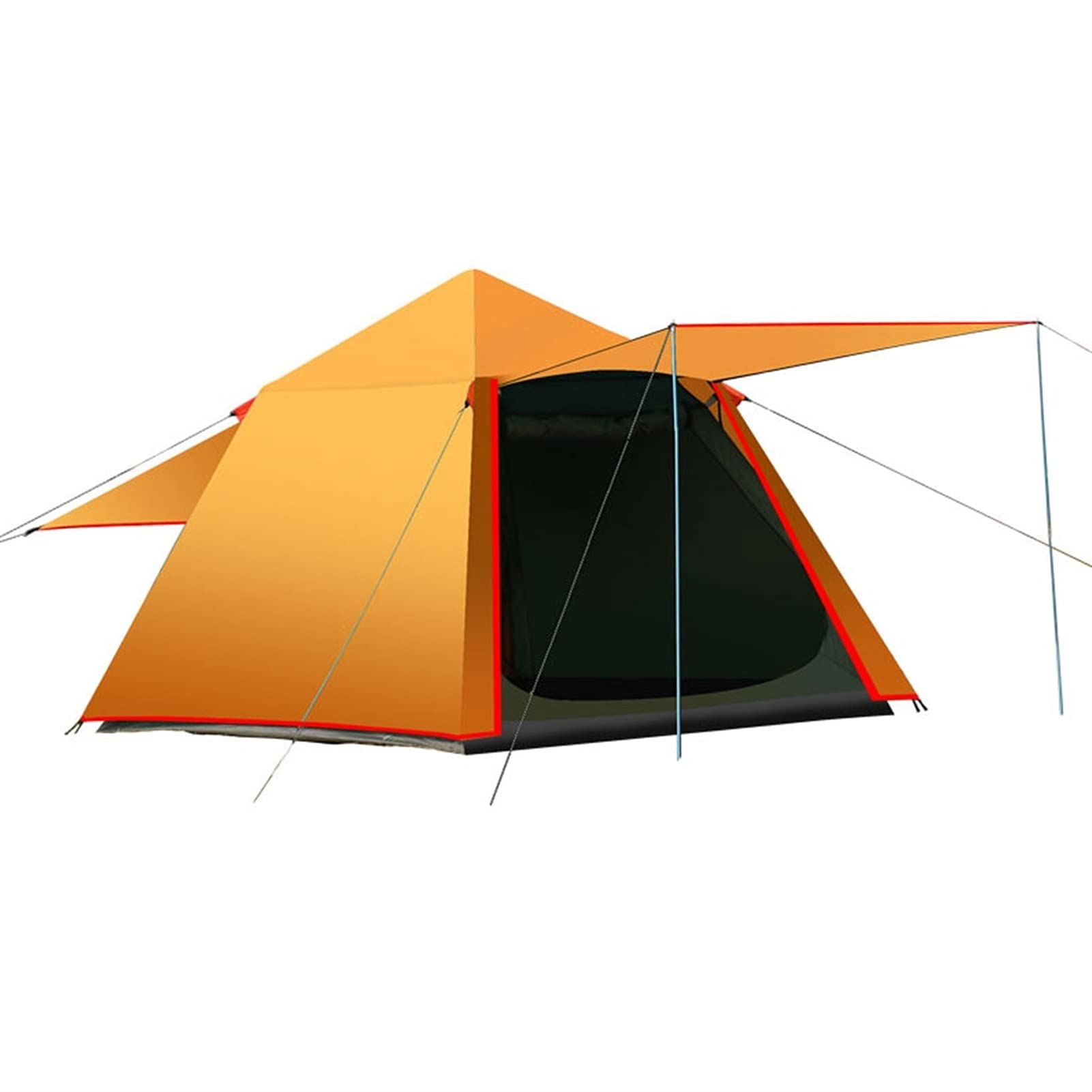 3-4 Person Double Layer Waterproof Camping Tent - Automatic Setup, Windproof & Sun Shelter for Hiking, Backpacking, Beach - Orange Outdoor Tent for Family Camping Trips & Adventure Travel
