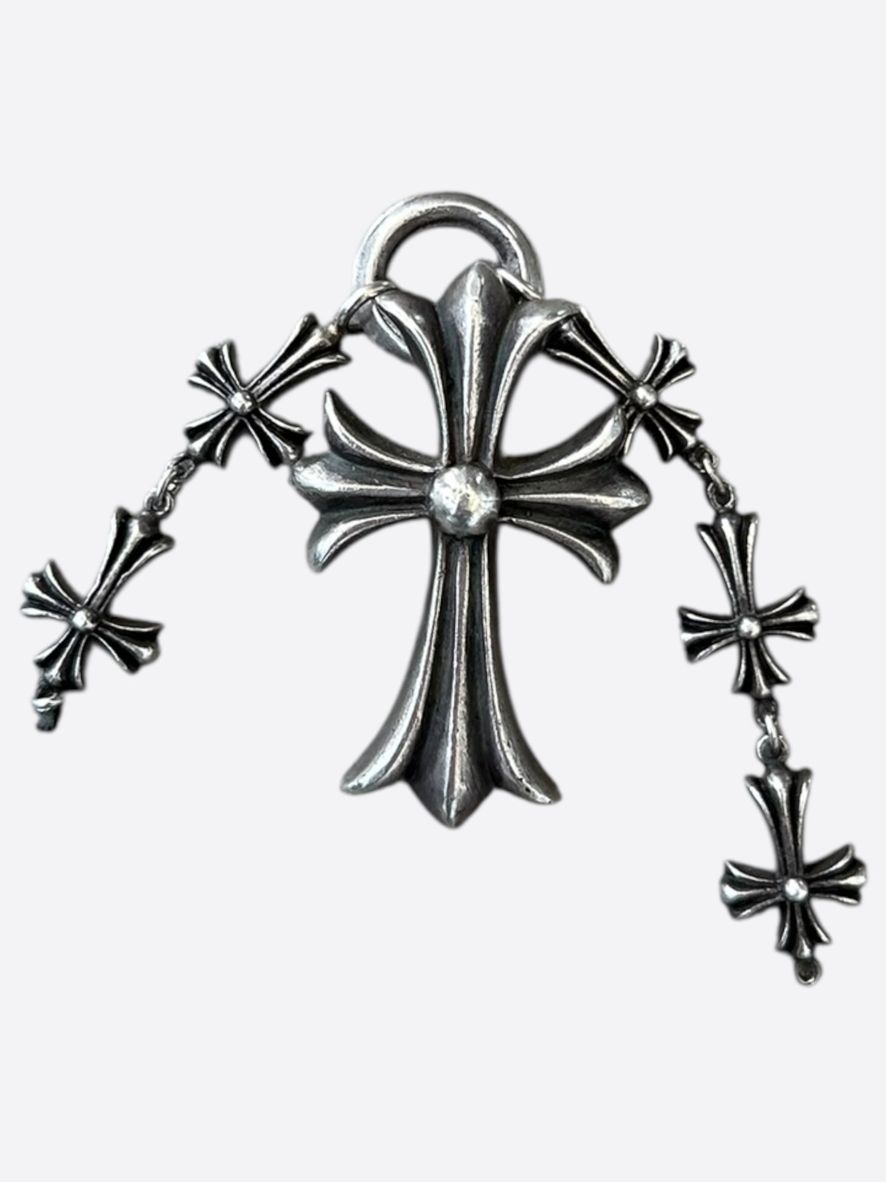Chrome Hearts Sterling Silver Multi Cross Pendant Necklace for Men & Women - Gothic Jewelry for Everyday Wear & Special Occasions