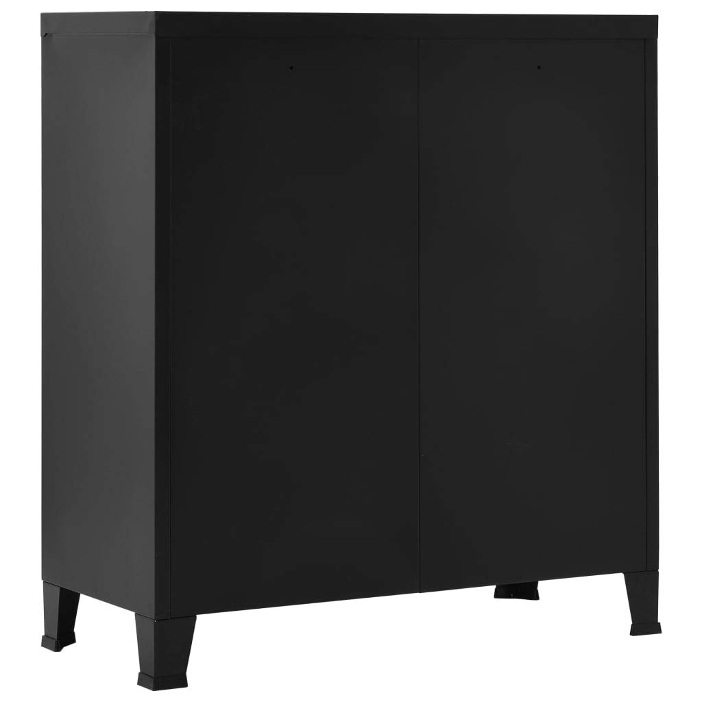 CHARMMA 2-Drawer Metal File Cabinet with Adjustable Shelves & 4 Vents - Vertical Storage Cabinet for Hanging Files, Home & Office Organization (Black) - Perfect for Document Storage, Office Supplies & Workspace Organization
