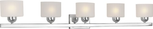 Chrome Finish 5-Light Bathroom Wall Sconce with Oval Satin Etched Glass Shades - Perfect for Vanity Lighting, Powder Room Decor & Spa-Style Bathroom Ambiance