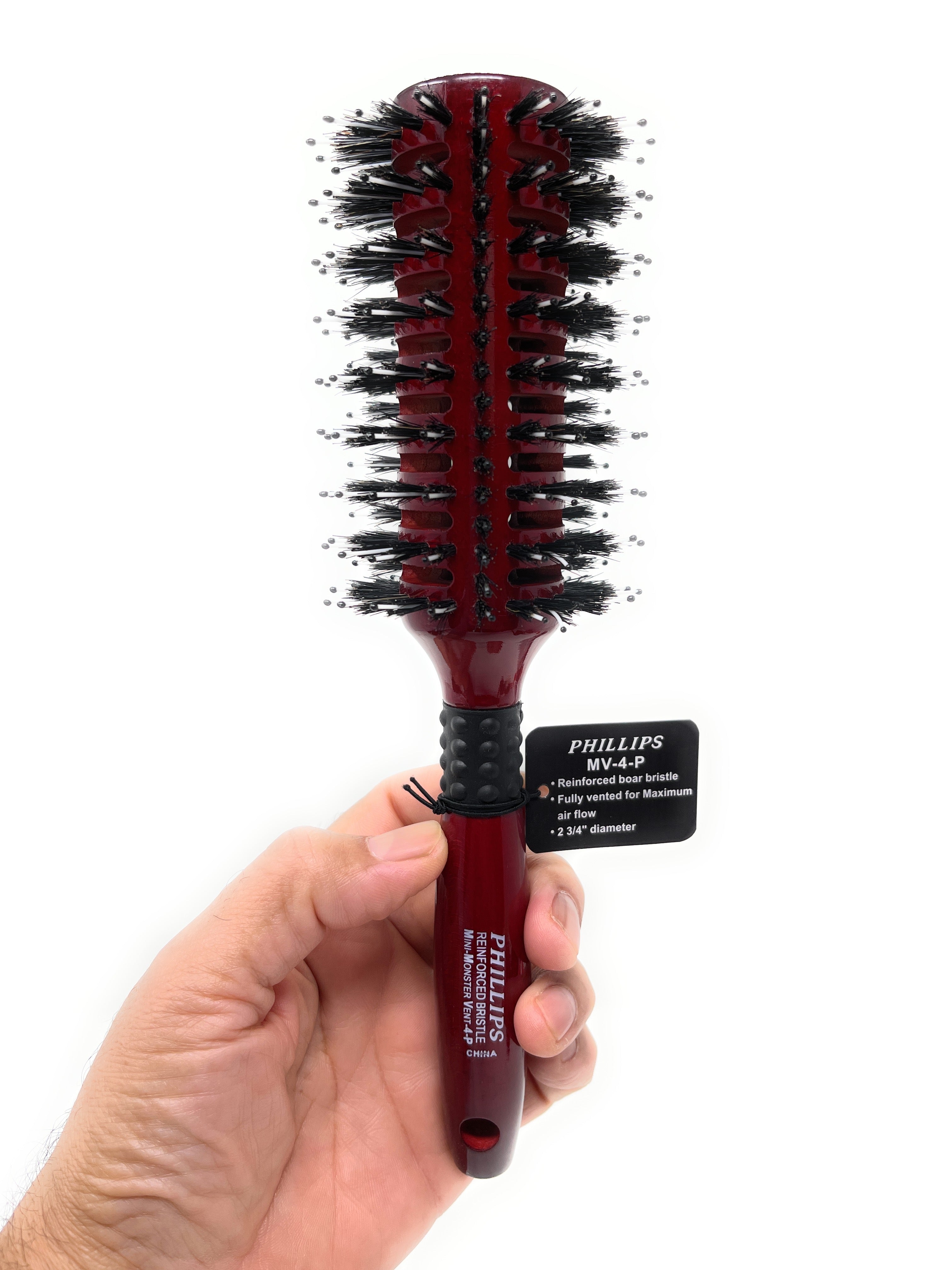 Philips Brush Vent Barrel Reinforced Polytipped Bristle Wood Handle Hair Dry Brush - Professional Styling Tool for Salon & Home Use - Perfect for Blowouts, Volume & Smoothing
