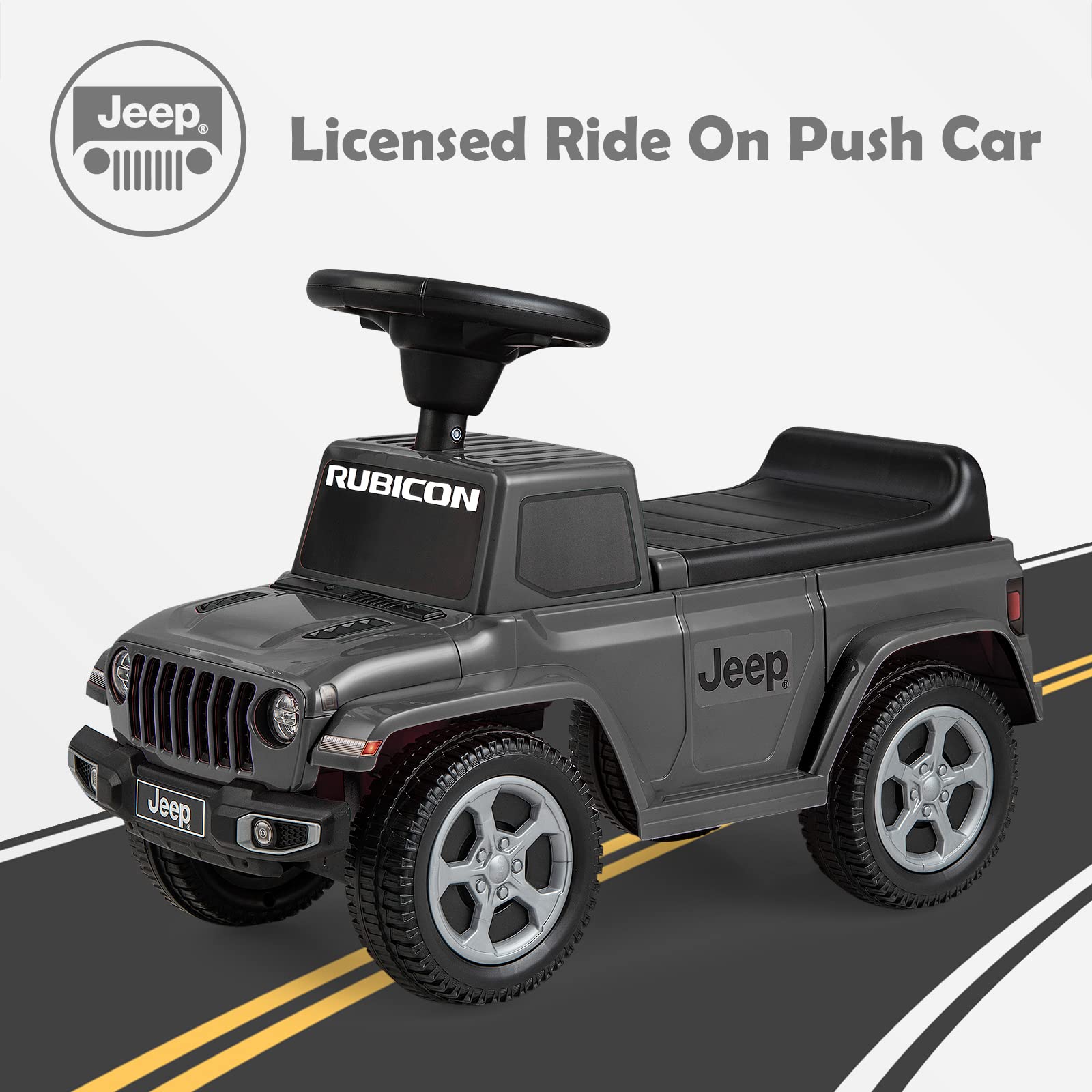 **INFANS Licensed Jeep Toddler Ride On Push Car with Engine Sound & Horn - Foot-to-Floor Sliding Baby Walker Toy with Under Seat Storage - Gift for Boys & Girls Ages 1.5-3 (Gray) - Perfect for Indoor & Outdoor Play, Birthday & Holiday Gifts**