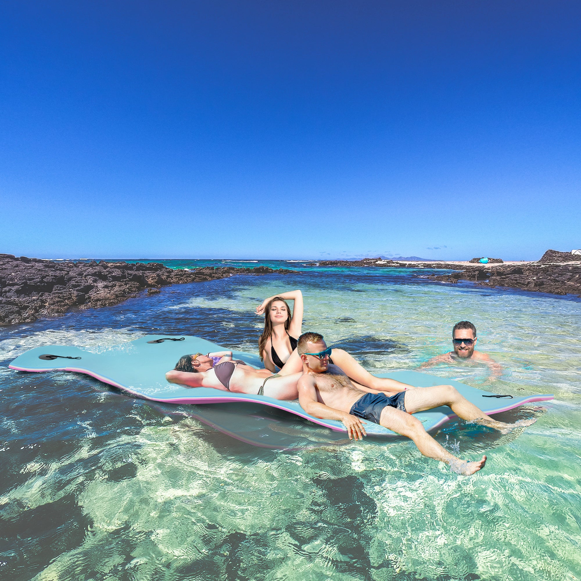 **17' x 5' Floating Water Mat - 3-Layer Durable Lily Pad Pool Mat for Lakes, Oceans & Pools - Perfect for Swimming, Lounging & Water Activities**