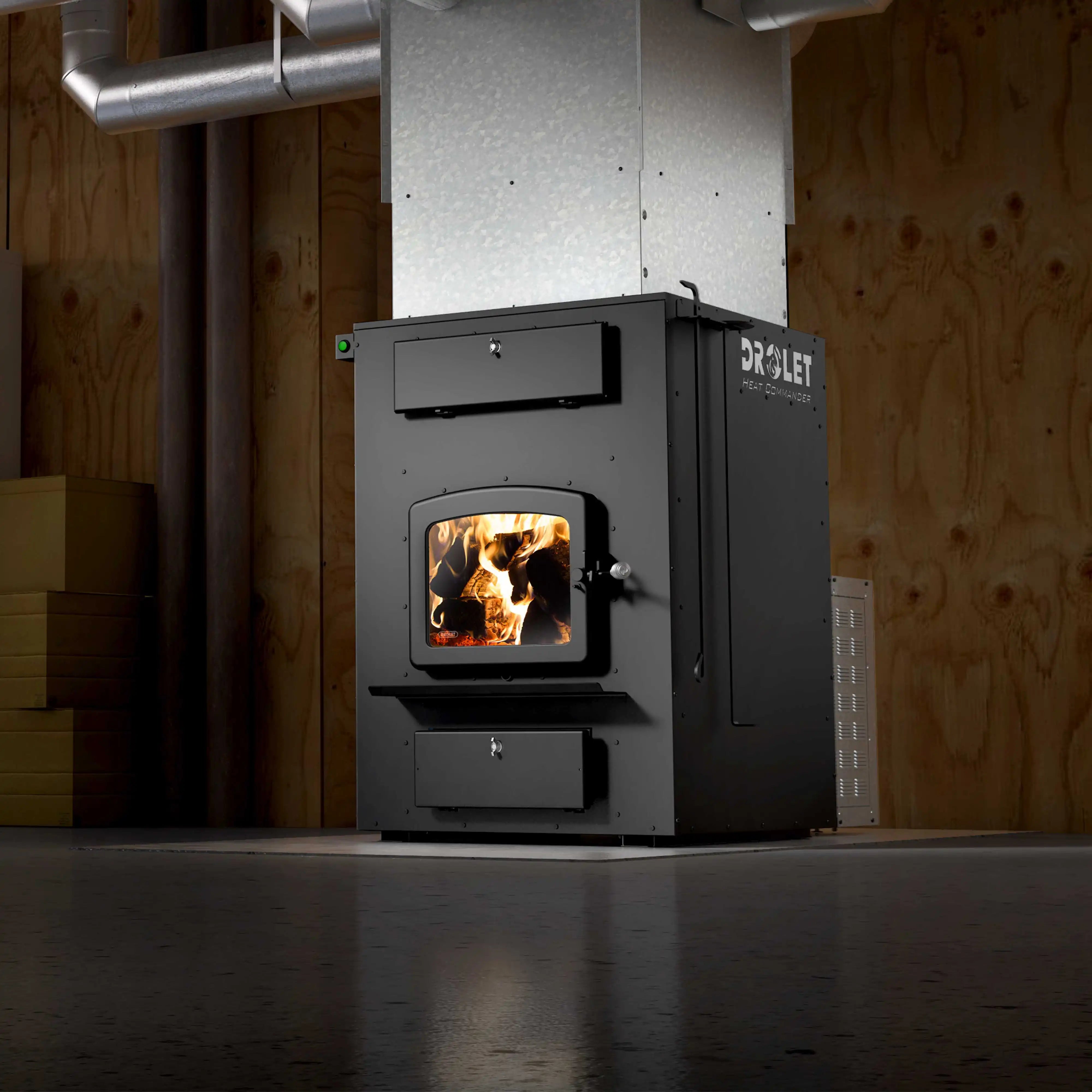 Drolet Heat Commander Outdoor Wood Burning Furnace - High Efficiency Heating for Homes, Garages & Workshops - Perfect for Off-Grid Living & Emergency Heating