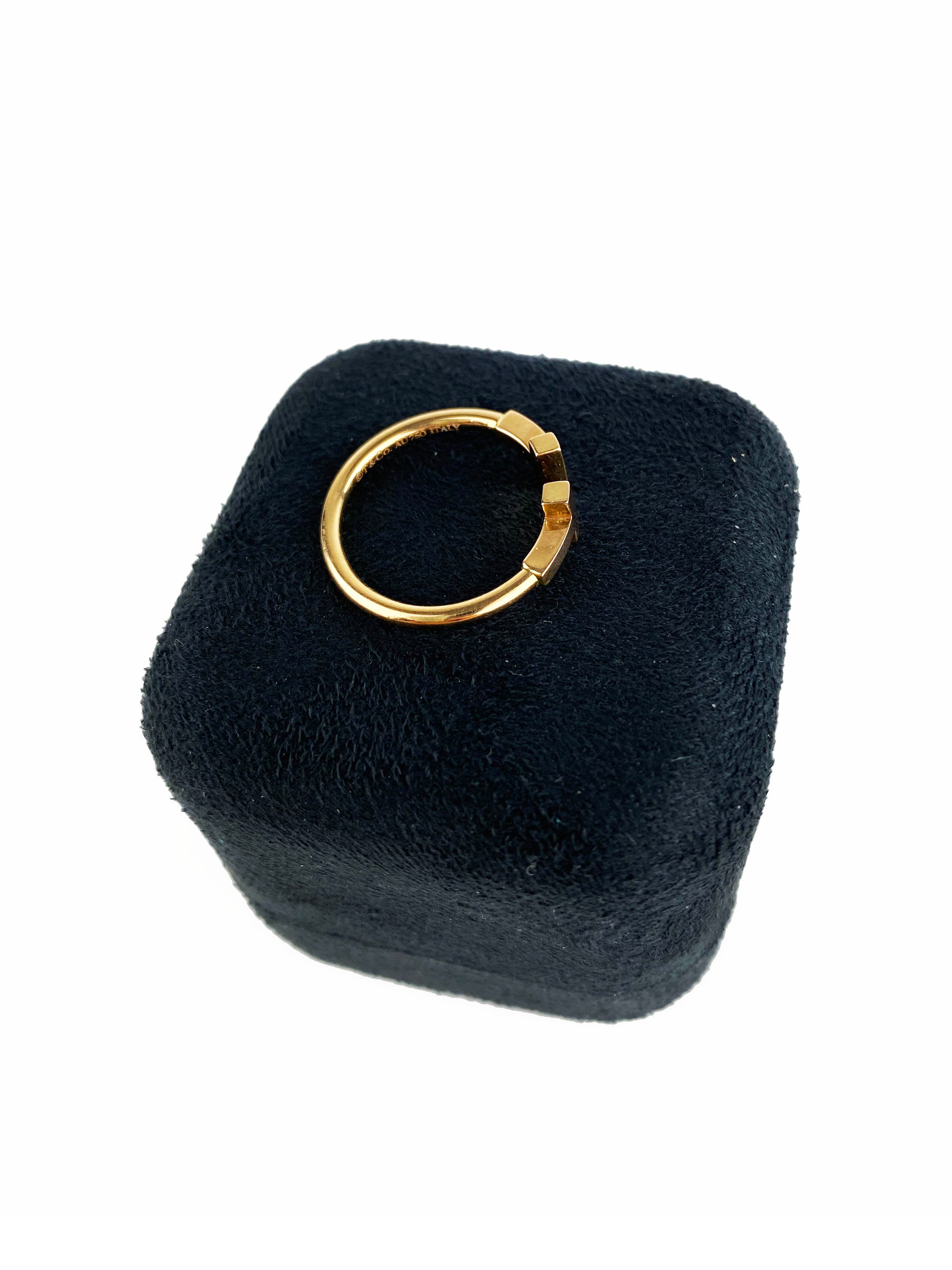 Tiffany & Co 18k Gold T Wire Ring for Women - Elegant 13mm Band Jewelry Gift for Anniversary, Birthday & Special Occasions
