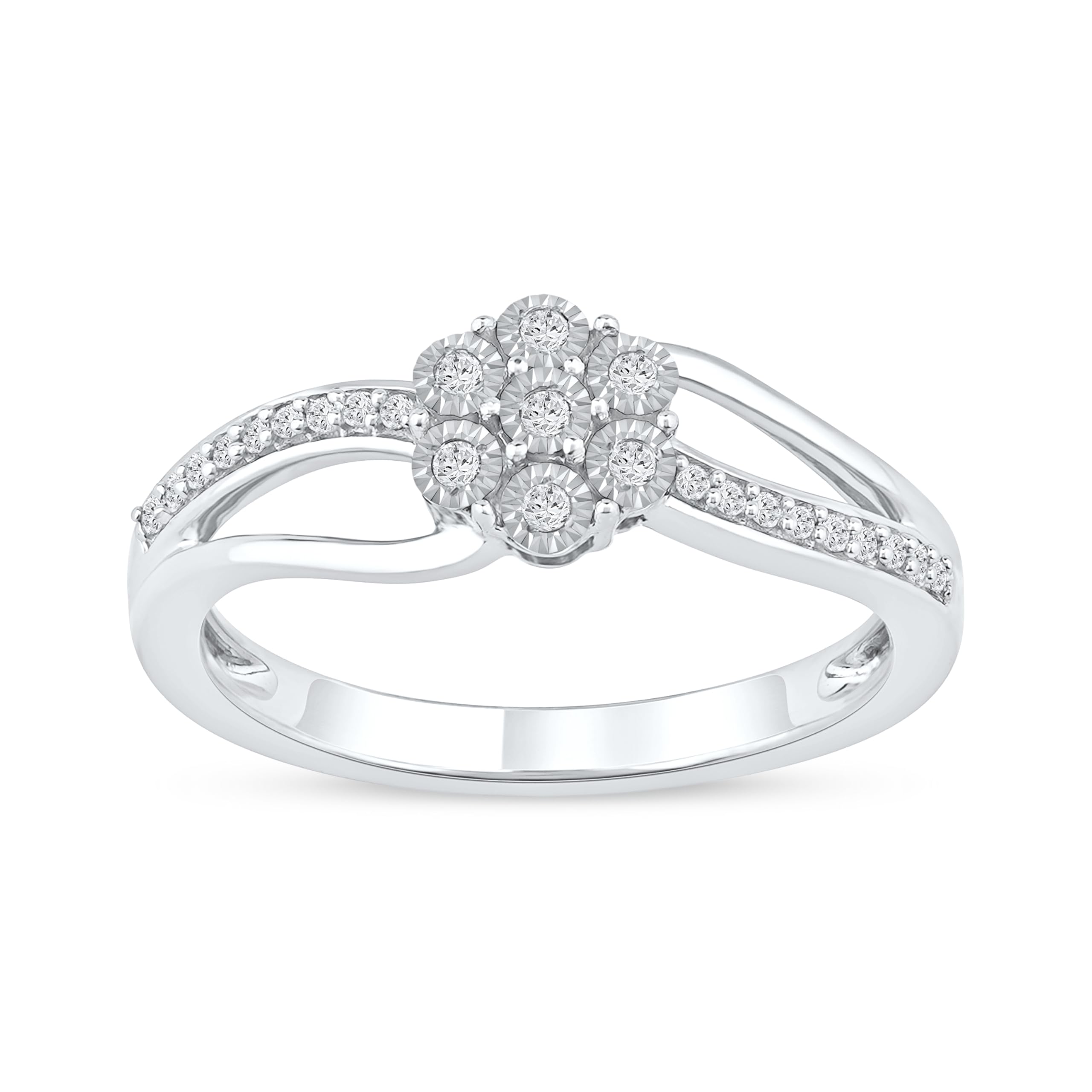 DZON Sterling Silver 1/10 CT TDW Diamond Promise Ring for Women - Perfect for Anniversaries, Engagements & Romantic Gifts