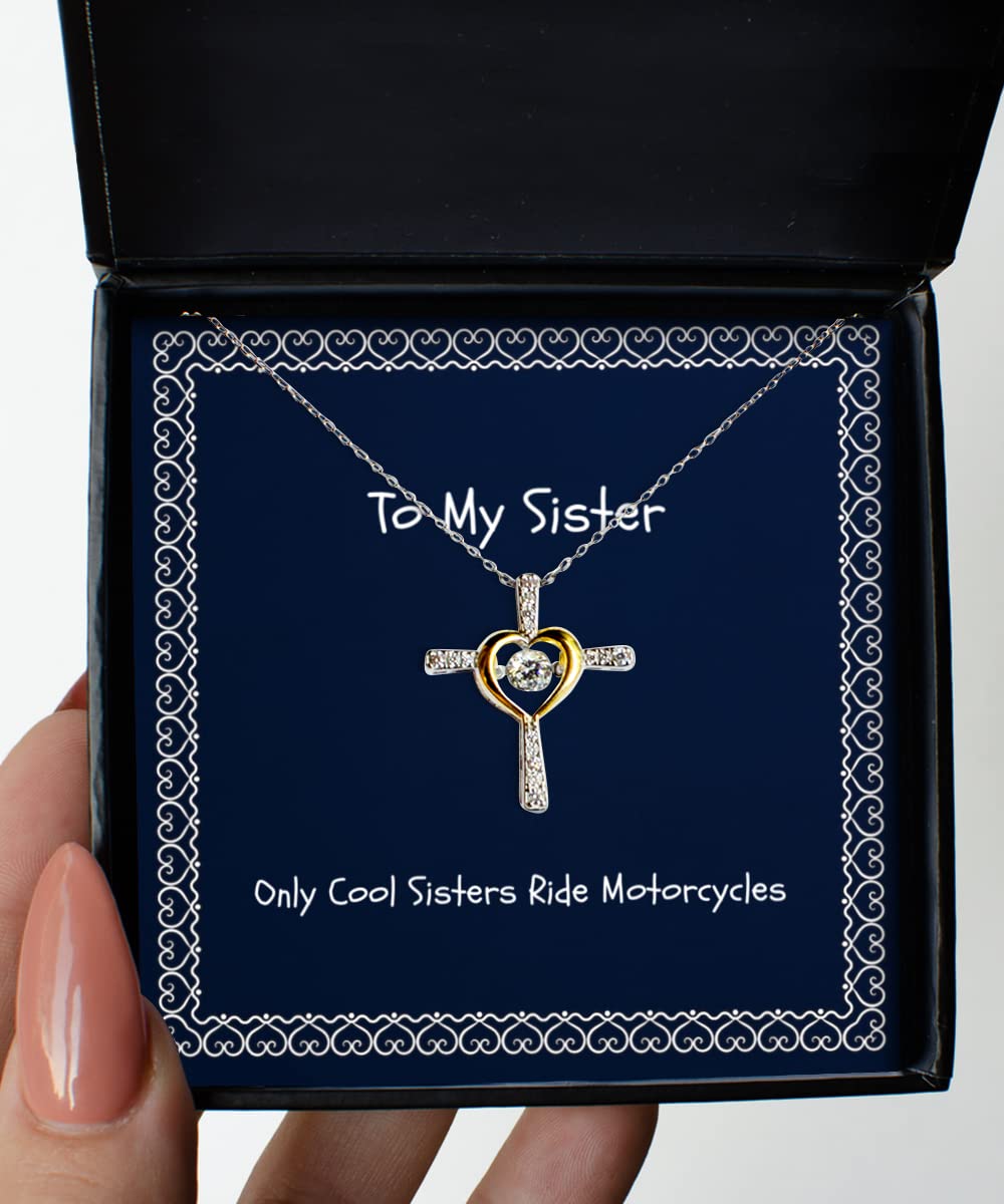 Best Sister Gifts - Unique Motorcycle & Cross Dancing Necklace for Cool Sisters - Perfect Birthday, Christmas Jewelry Gift for Bikers & Dancers
