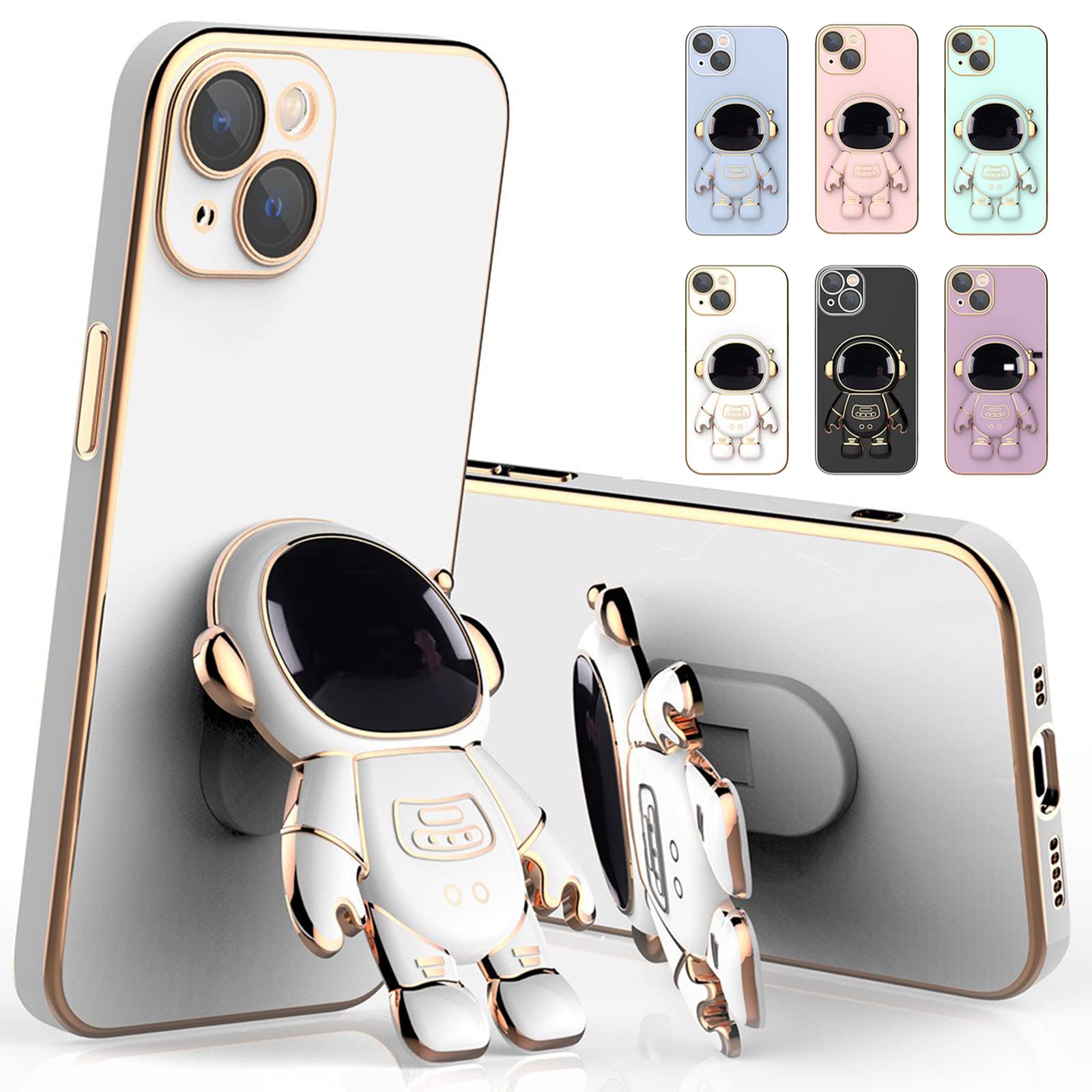 6D Plating Astronaut Phone Case with Stand - Compatible with iPhone 11/12/13 Pro Max, White Protective Cover for iPhone 12 Pro | Perfect for Space Enthusiasts & Everyday Protection