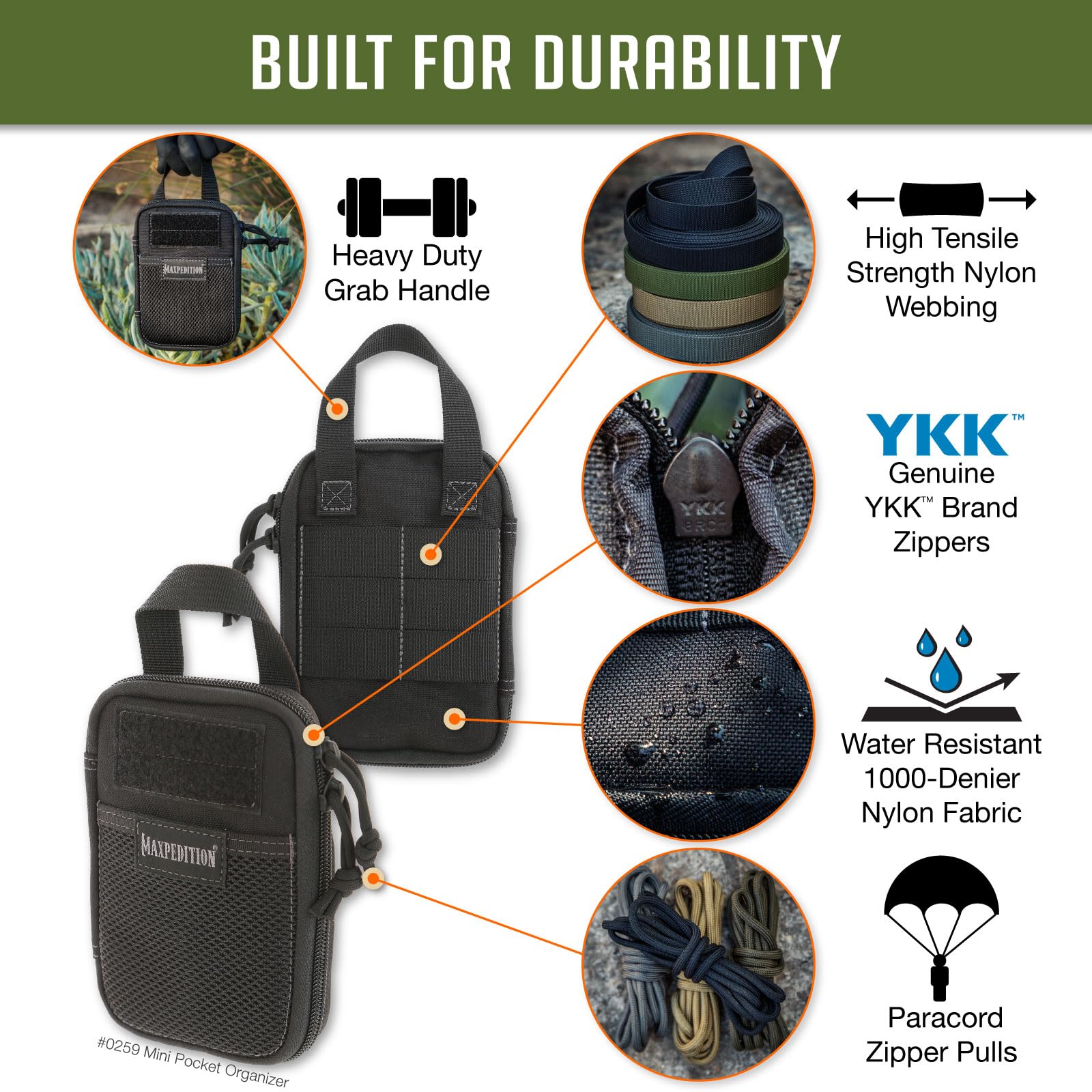 Maxpedition Mini Pocket Organizer - Compact EDC Gear Pouch for Tactical, Hiking & Outdoor Essentials | Water-Resistant Durable Storage for Tools, First Aid & Survival Kit