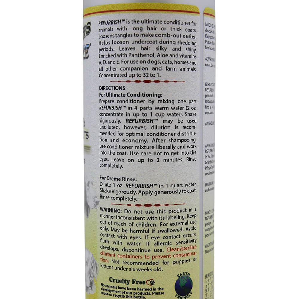 Groomer's Edge Re-Fur-Bish Pet Conditioner - 16 oz Dog & Cat Detangling & Moisturizing Solution | Perfect for Professional Grooming & At-Home Pet Care