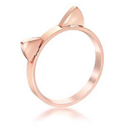 Elegant Stainless Steel Rose Gold Cat Ear Rings for Women - Hypoallergenic Fashion Jewelry Gift for Cat Lovers - Perfect for Parties, Dating & Everyday Wear