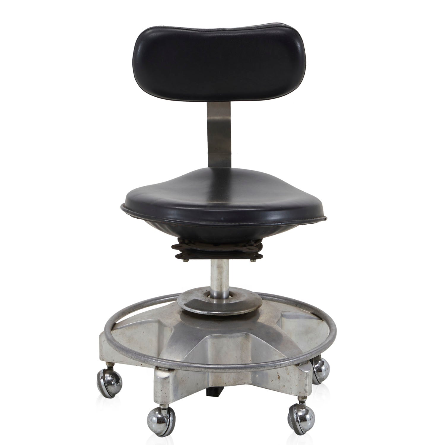 Black & Silver Rolling Medical Stool with Adjustable Height - Ergonomic Rolling Stool for Doctors, Nurses, Dentists - Perfect for Clinics, Hospitals, and Home Healthcare Use