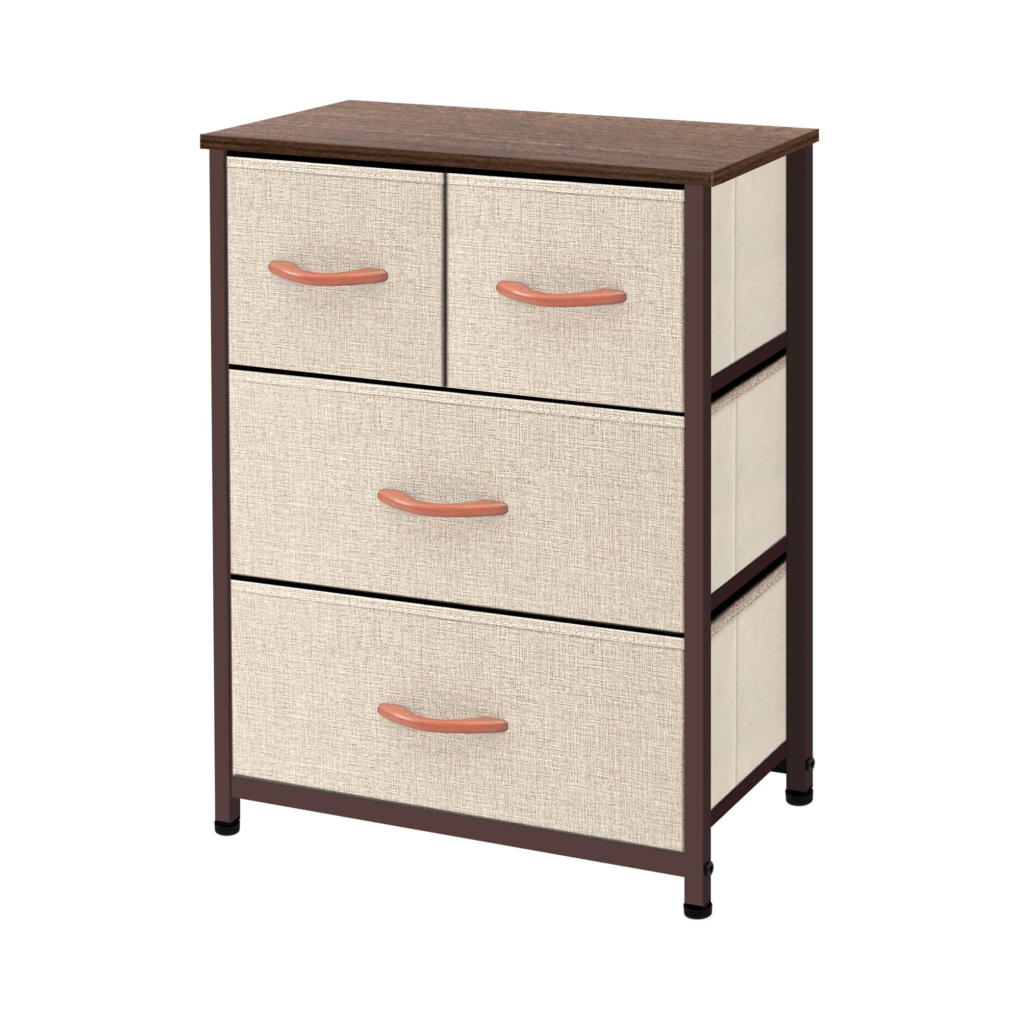 AZL1 Life Concept Dresser Storage Organizer - Large Standing Chest with 4 Removable Fabric Drawers for Bedroom, Office, Entryway, Living Room & Closet - Beige Home Furniture for Clothes, Toys & Accessories Storage