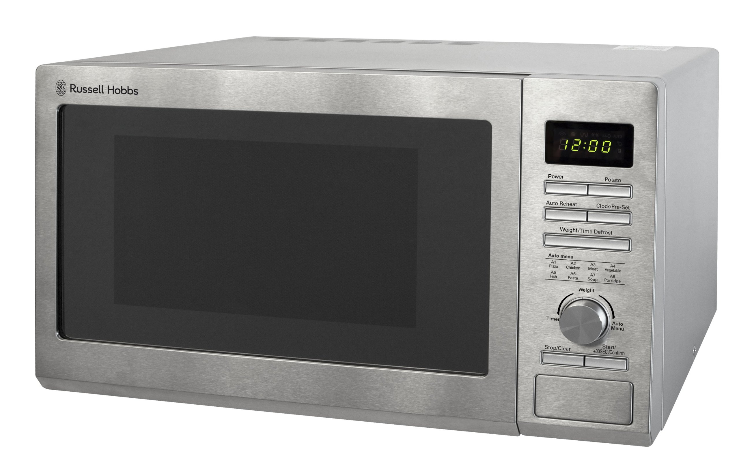 Russell Hobbs RHM2563 25L Digital 900W Solo Microwave Oven in Stainless Steel - Perfect for Small Kitchens, Dorms & Office Break Rooms