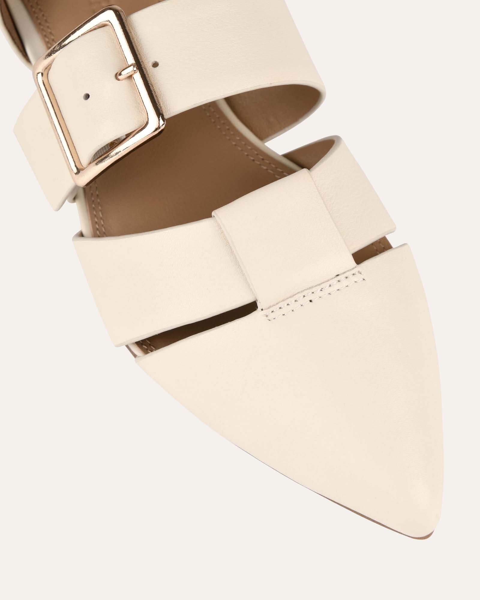 CARLA DRESS FLATS - Women's Off White Leather Ballet Shoes for Work & Casual Wear | Comfortable & Stylish Office & Everyday Shoes