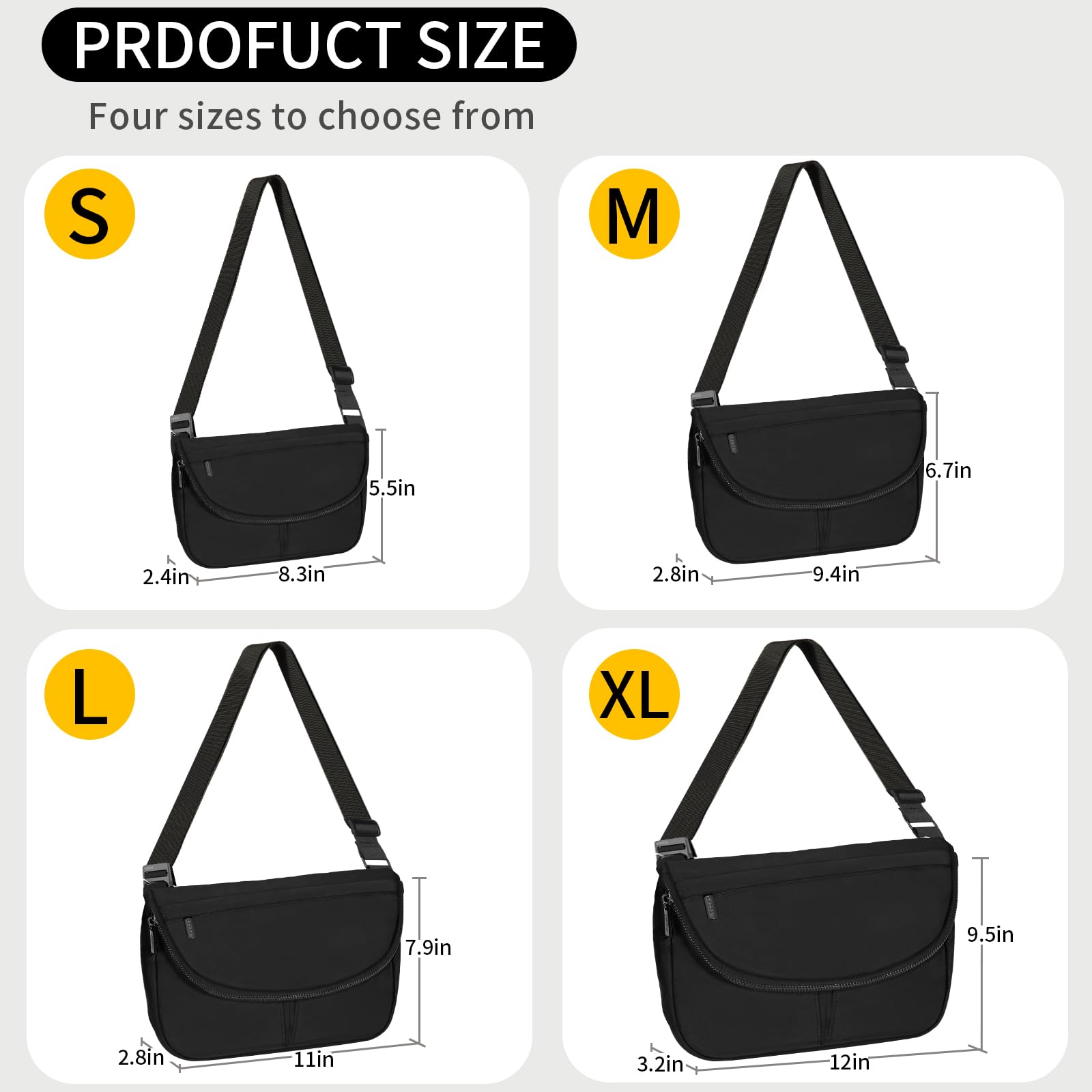 Women's Adjustable Crossbody Bag - Stylish Casual Shoulder Purse for Travel, Work & Festivals | Durable Handbag with Comfortable Strap | Perfect for Daily Commute, Shopping & Outdoor Activities (Black)