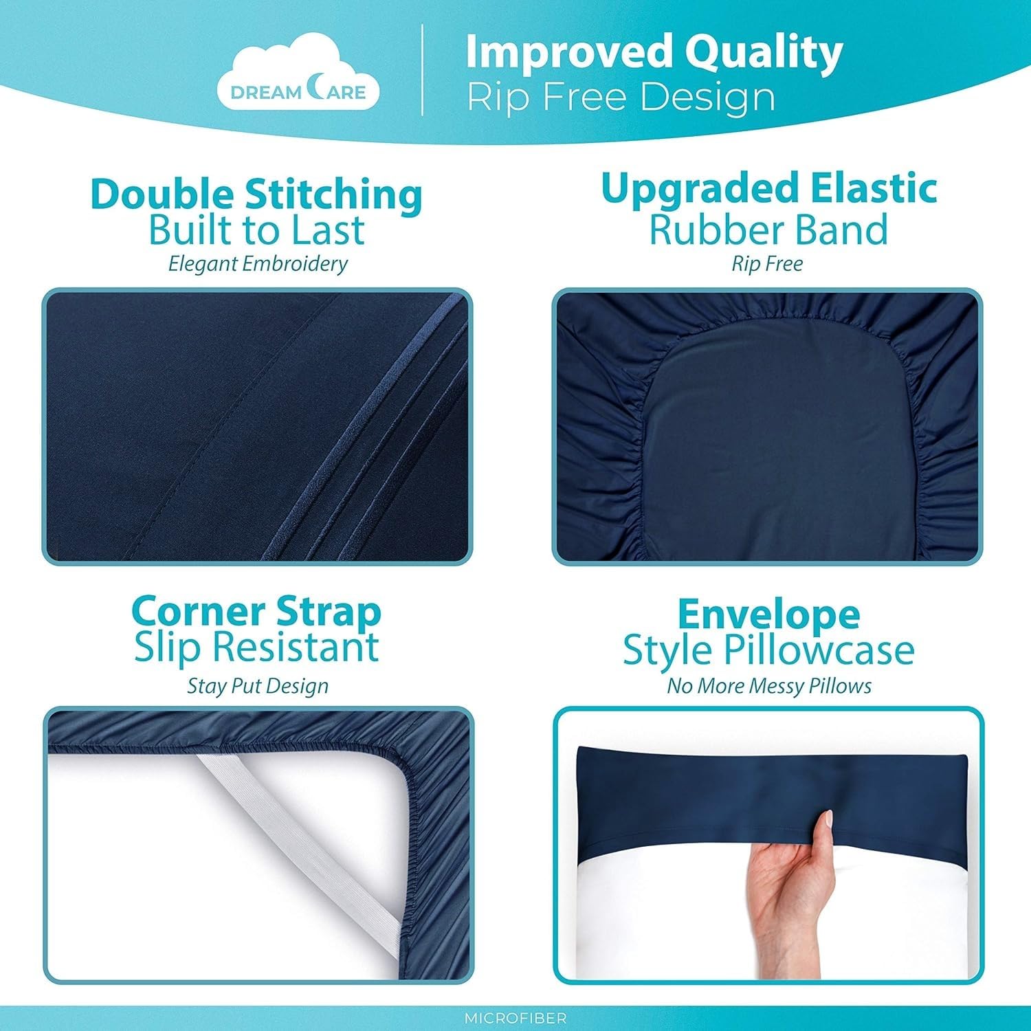 Cooling California King Sheet Set - 4pcs Ultra Soft 100% Brushed Polyester Bed Sheets with Deep Pockets (Fits up to 15