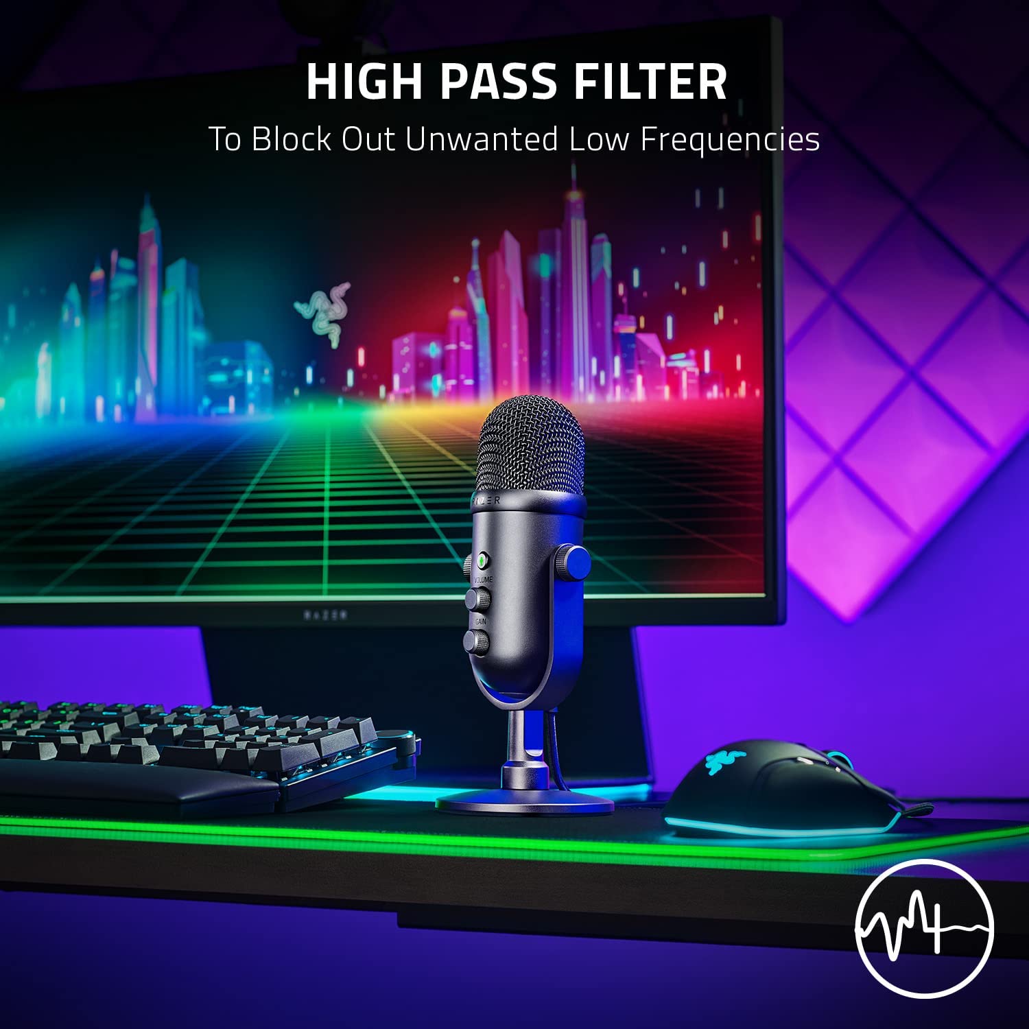 Razer Seiren V2 Pro USB Condenser Microphone - Professional Streaming, Gaming & Podcasting Mic for PC, Twitch, YouTube - Built-in Shock Mount & Windscreen with Gain Control & Mic Monitoring - Perfect for Home Studio, Voice Overs & Live Broadcasts