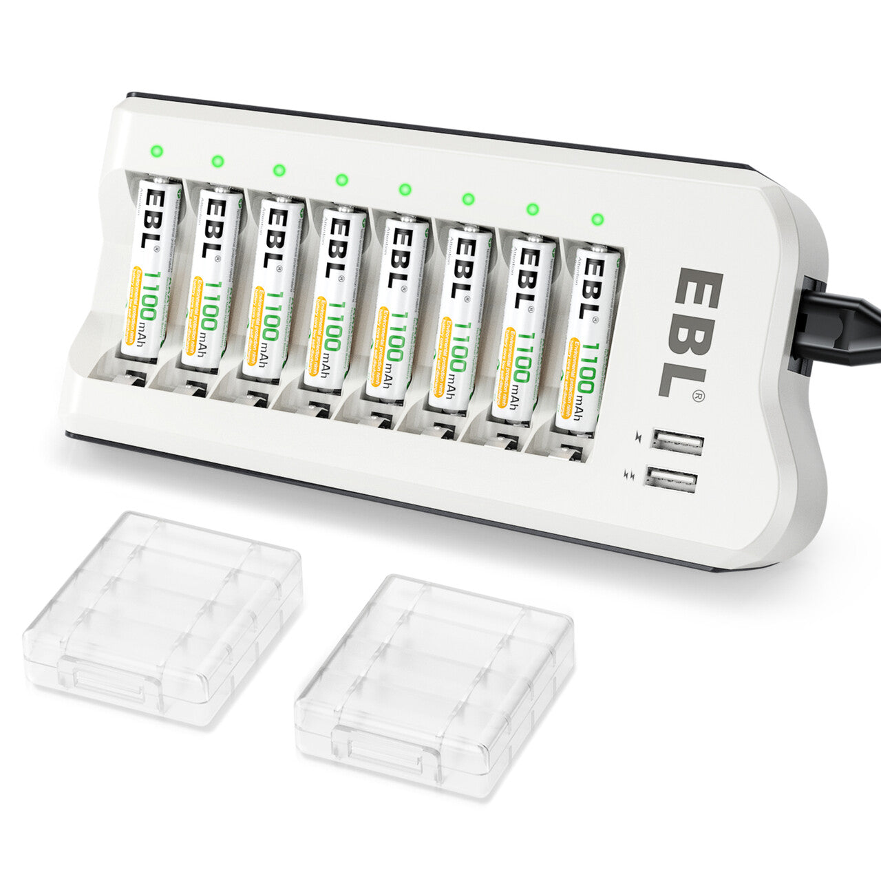 EBL 808U Fast Smart Battery Charger for AA AAA NiMH Rechargeable Batteries - Perfect for Cameras, Toys, and Electronic Devices