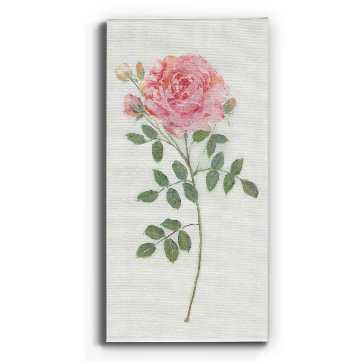 Floral Canvas Wall Art - Pink & Green Rustic Flower Painting Print for Home Decor (20x40 Inches) - Perfect for Bedroom, Living Room, Dining Room, Office & Kitchen Wall Decoration