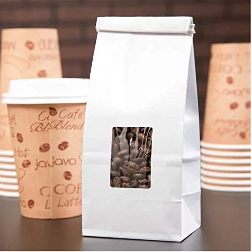 Premium 1/2 LB White Paper Bakery Bags with Square Window & Tin Tie Lock - 25 Pack for Cookies, Coffee, Pastries & Baked Goods - Ideal for Home Bakeries, Cafes & Gift Packaging