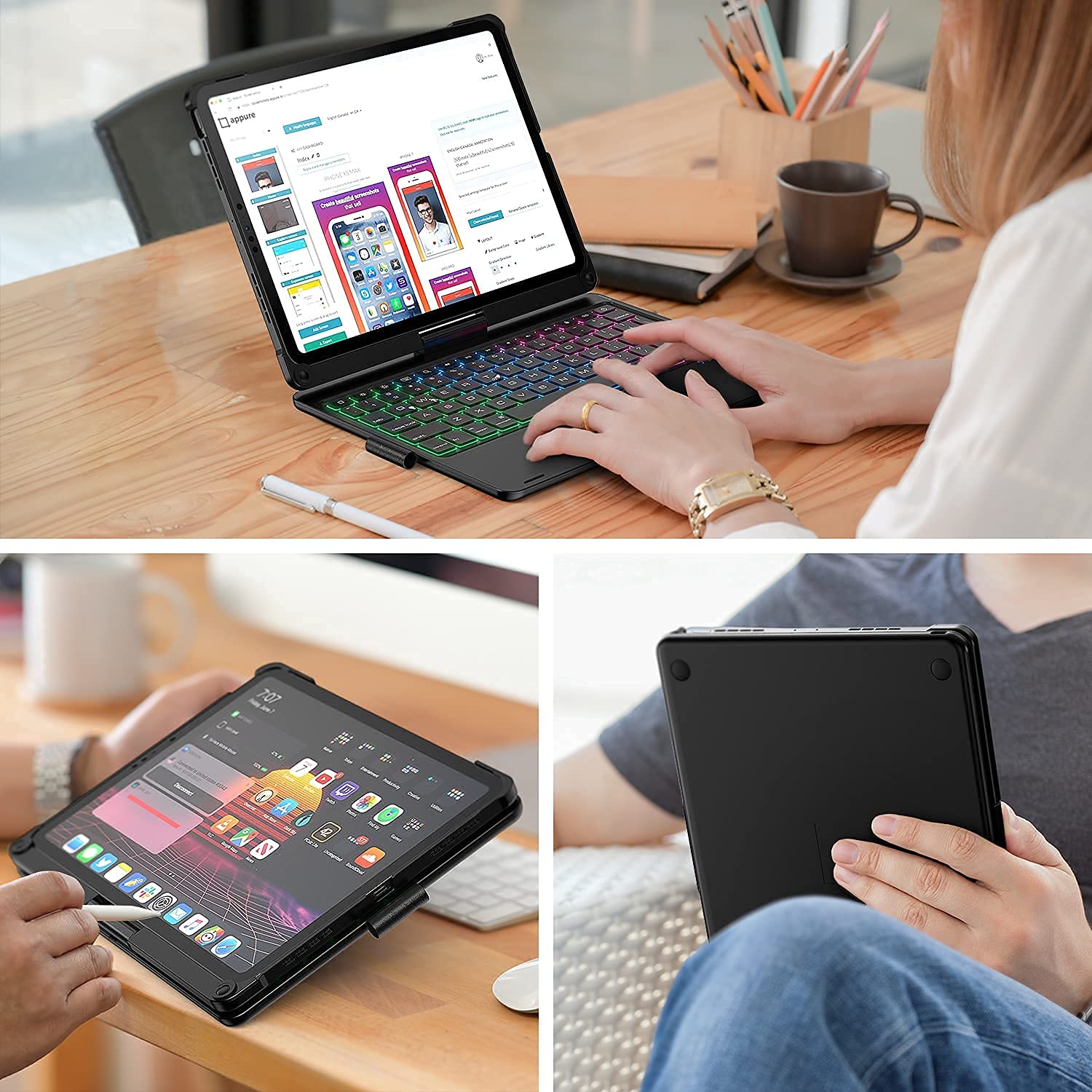 360° Rotatable Backlit Keyboard Case for iPad Pro 11
