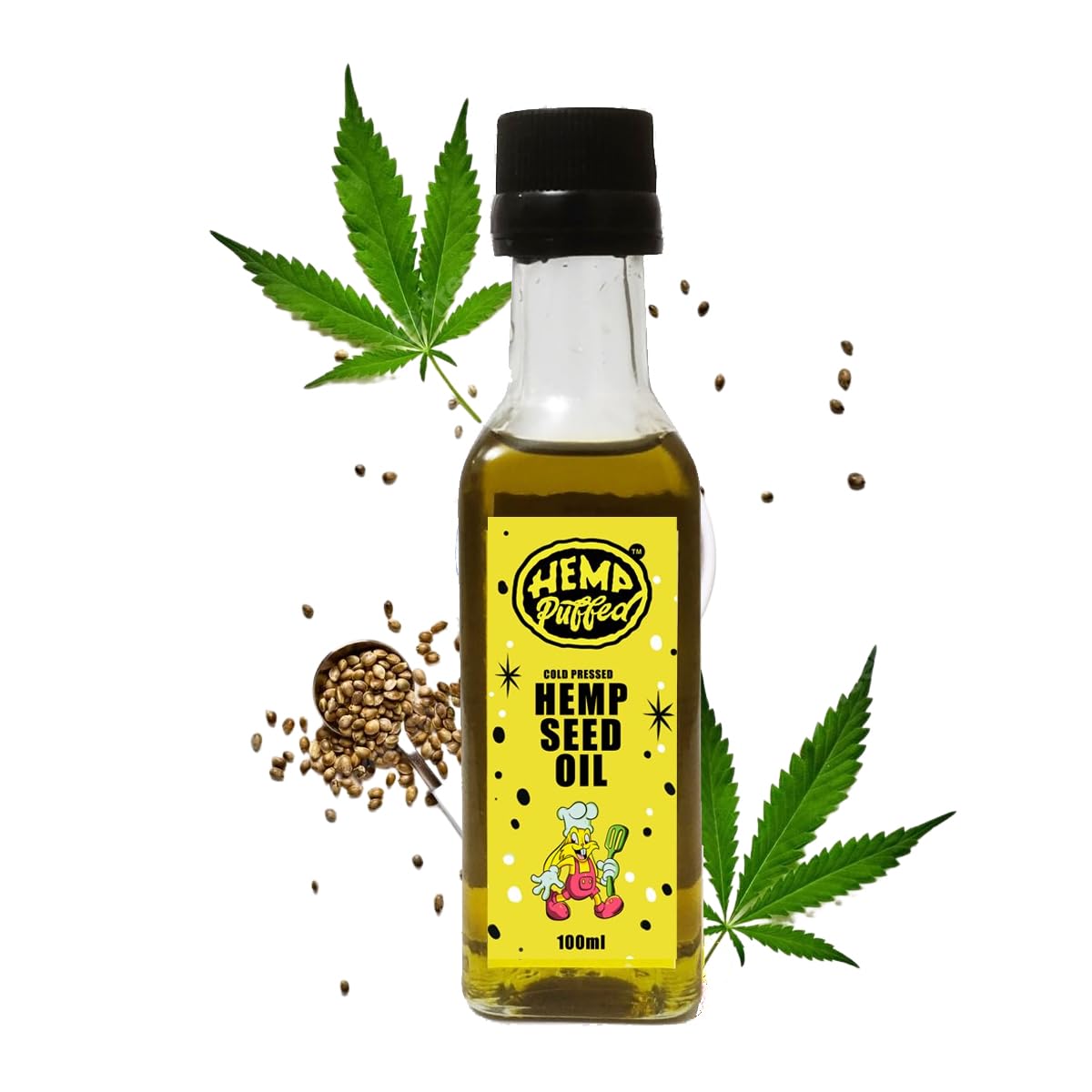 Organic Cold-Pressed Hemp Seed Oil 100ml - Rich in Omega 3 & 6 Fatty Acids | Food Grade Multipurpose Oil for Skin, Hair & Cooking | Anti-Inflammatory Benefits for Glowing Skin & Healthy Hair | Perfect for Salad Dressings, Smoothies & DIY Beauty Recipes