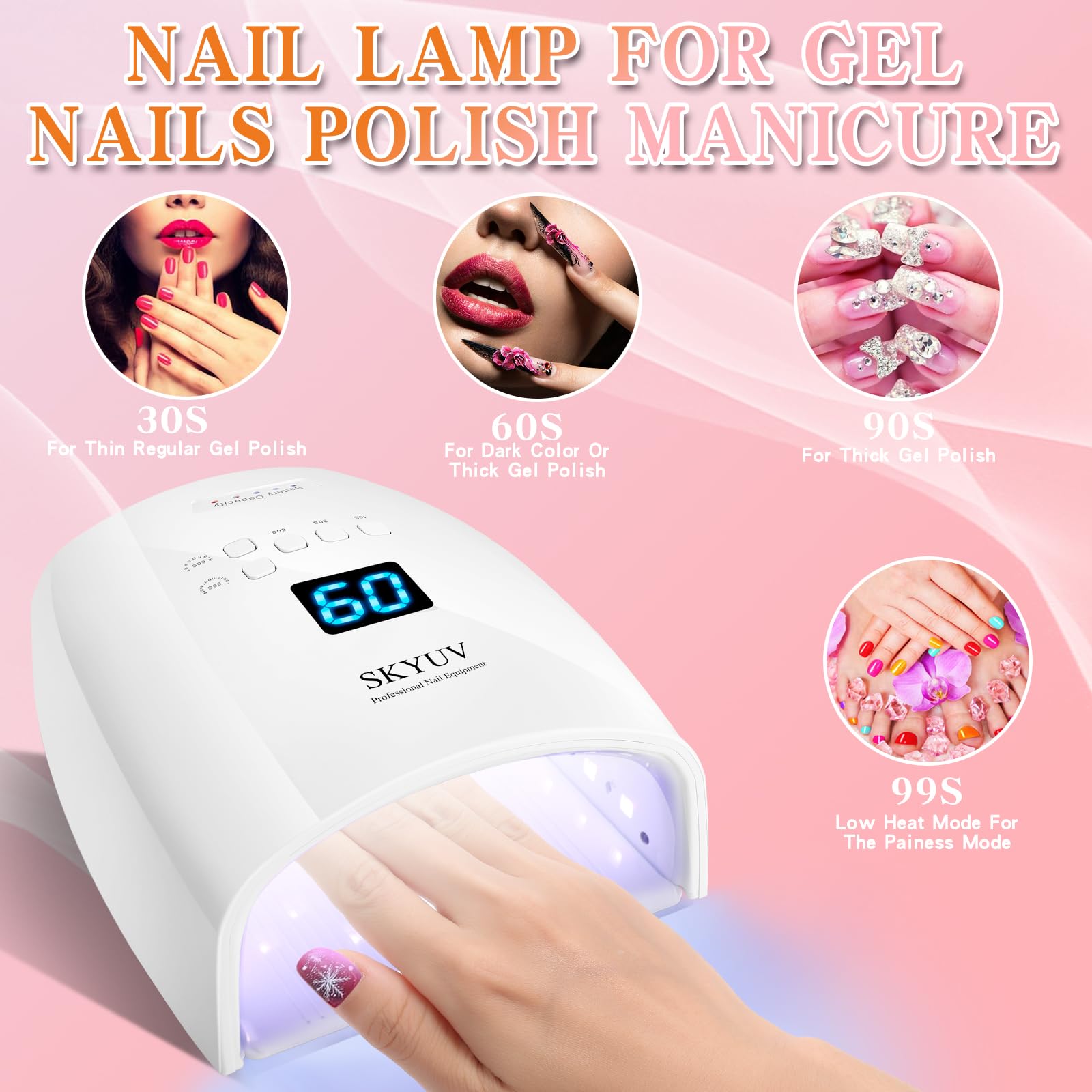 Professional Rechargeable UV LED Nail Lamp - Fast Drying Gel Polish Light with Auto Sensor for Fingernails & Toenails | Perfect for Home Manicures, Salon Nail Art & DIY Gel Polish Curing