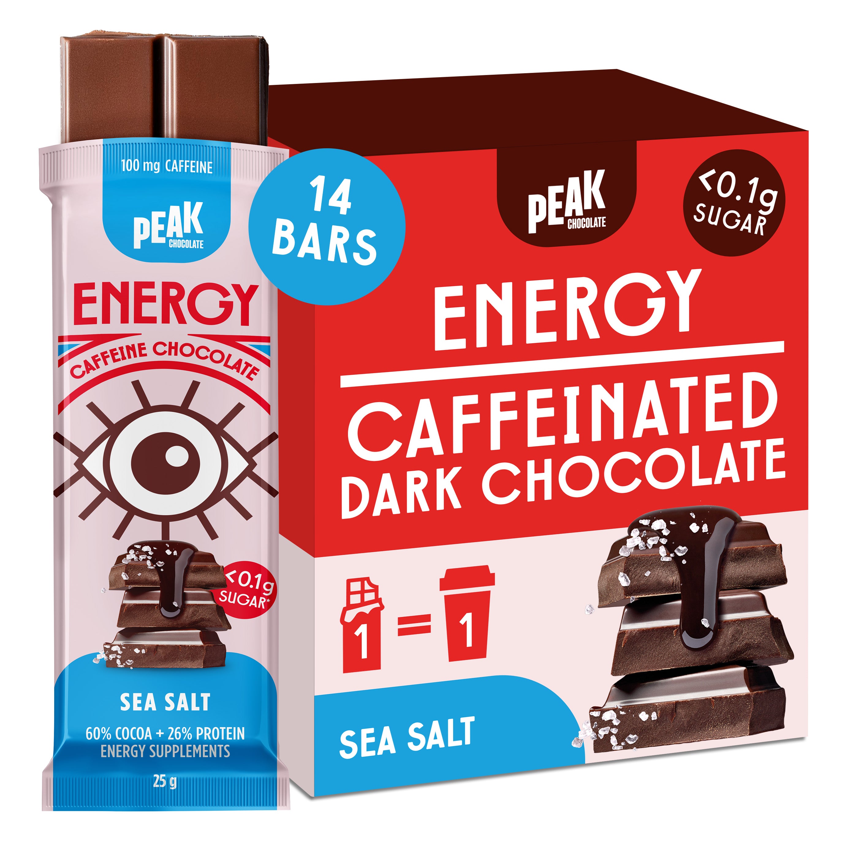 Premium Energy Sea Salt Chocolate Bars - Organic Dark Chocolate with Himalayan Pink Salt for Boosting Energy & Focus - Perfect for Hiking, Workouts, and Healthy Snacking