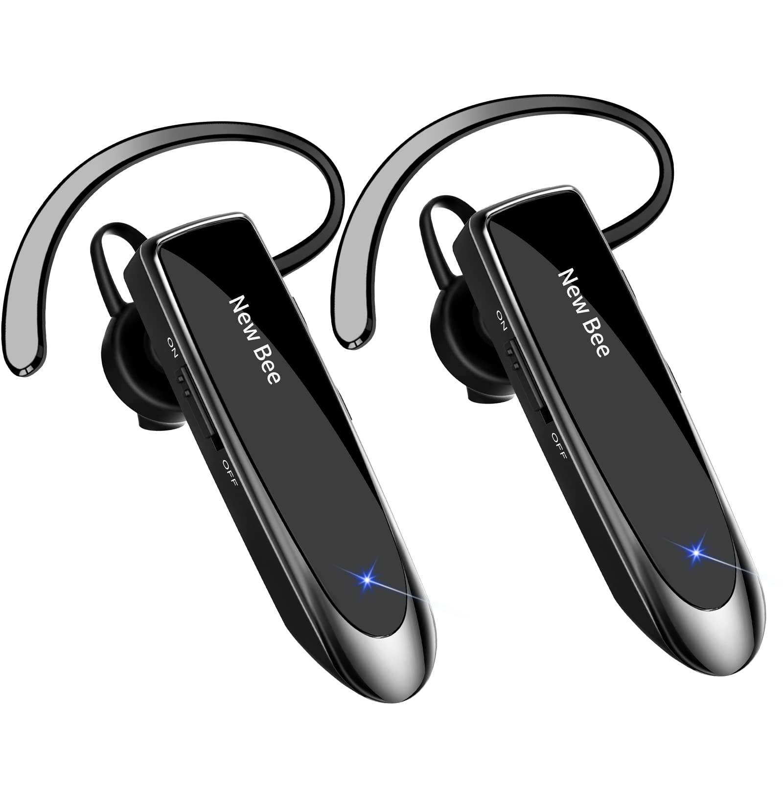 [2 Pack] Bluetooth 5.0 Wireless Earpiece Headset with Microphone - 24H Battery Life, 60 Days Standby - Hands-Free Driving Headset for iPhone, Android, Samsung - Perfect for Commuting, Trucking & Business Calls
