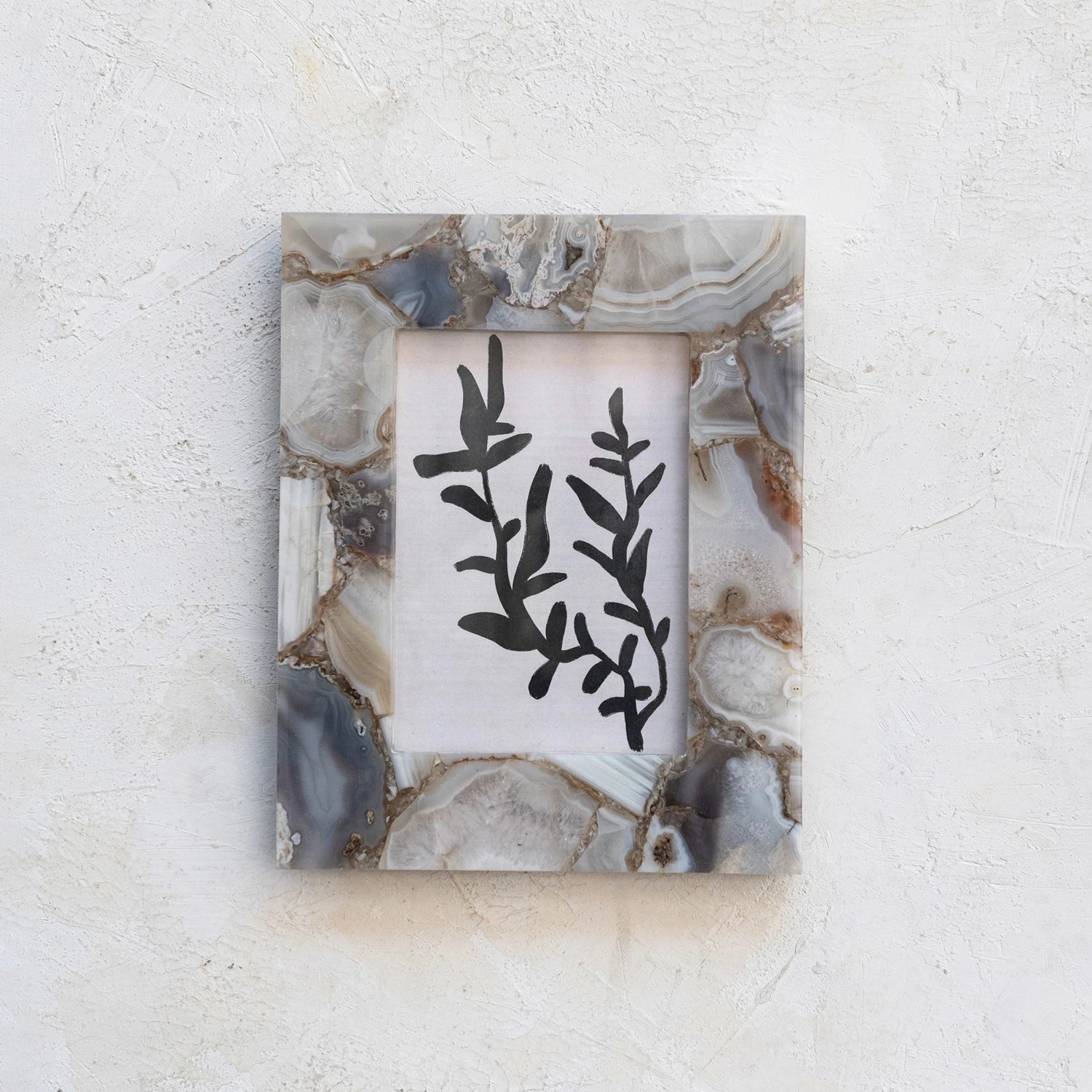 5x7 Agate Photo Frame - Elegant Natural Stone Picture Display for Home Decor, Wedding Gifts & Office Desk Accessories