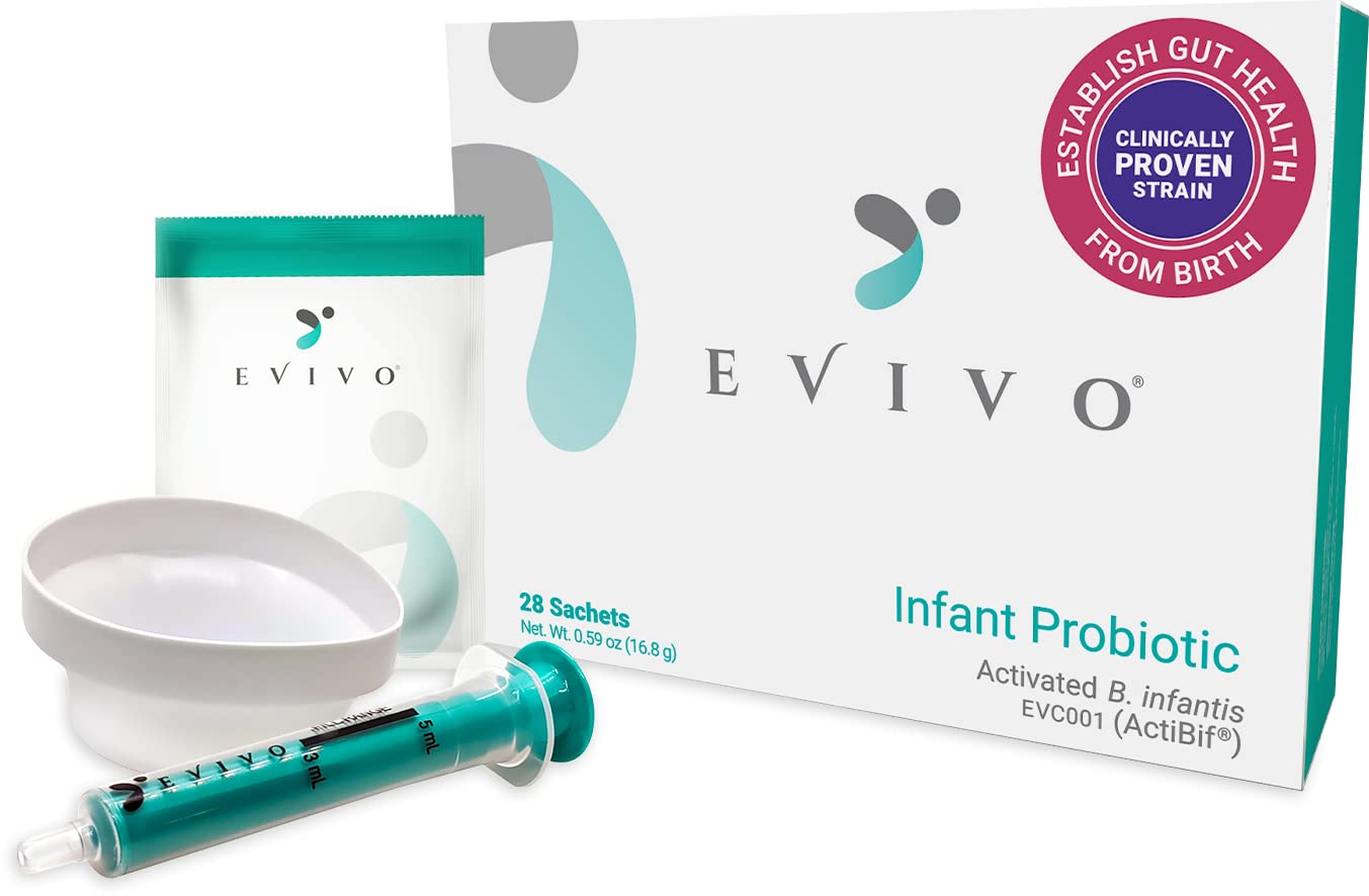 Evivo Probiotic for Baby 0-6 Months - B. infantis EVC001 Starter Kit (28 Packets, 4 Weeks Supply) - Supports Digestive Health, Reduces Colic, Gas & Diaper Rash - Refrigerated for Freshness - Perfect for Newborns & Infants with Sensitive Stomachs