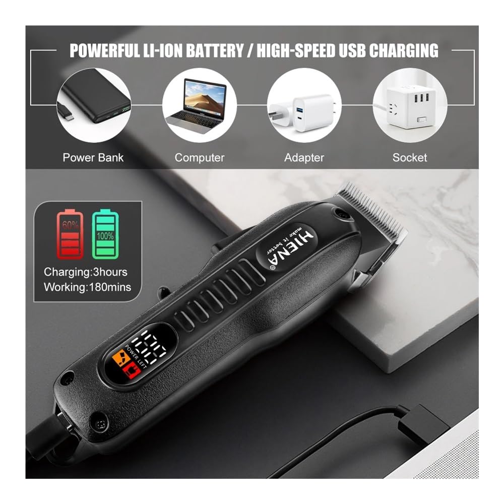 Premium Professional Barber Kit - Electric Hair Trimmer & Nose Hair Trimmer for Men, Rechargeable Grooming Set for Beard, Mustache & Body Hair | Salon-Quality Shaving at Home, Travel & Professional Use
