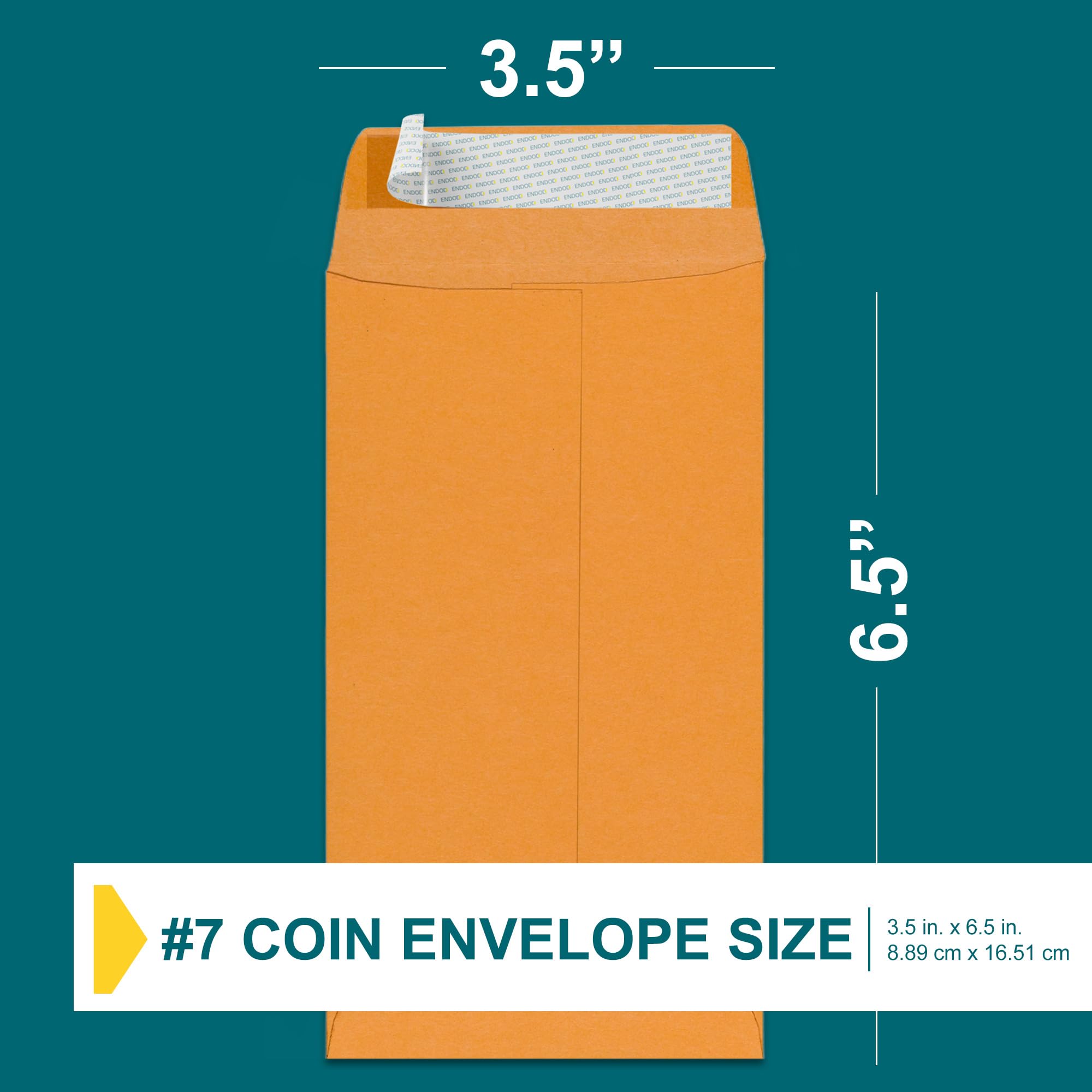 500 Pack Brown Self Seal Money Envelopes - 28lb Peel & Seal Coin Envelopes for Cash, Credit Cards, Gift Cards, Storage & Seeds - Small Business & Home Office Use